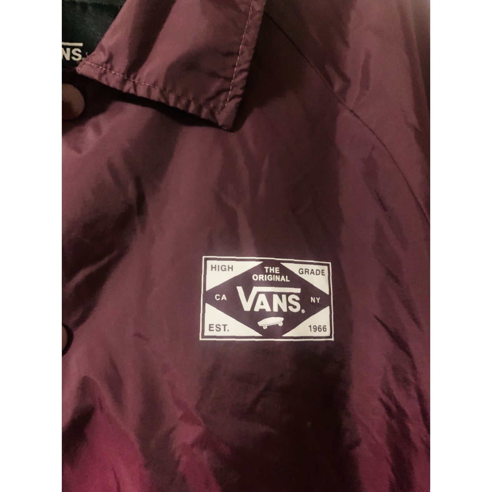 Vans Vans Off The Wall Windbreaker Jacket Mens M Burgundy Logo Wind-Resistant Lightweight Casual Skateboarding Size US M / EU 48-50 / 2 - 2 Thumbnail