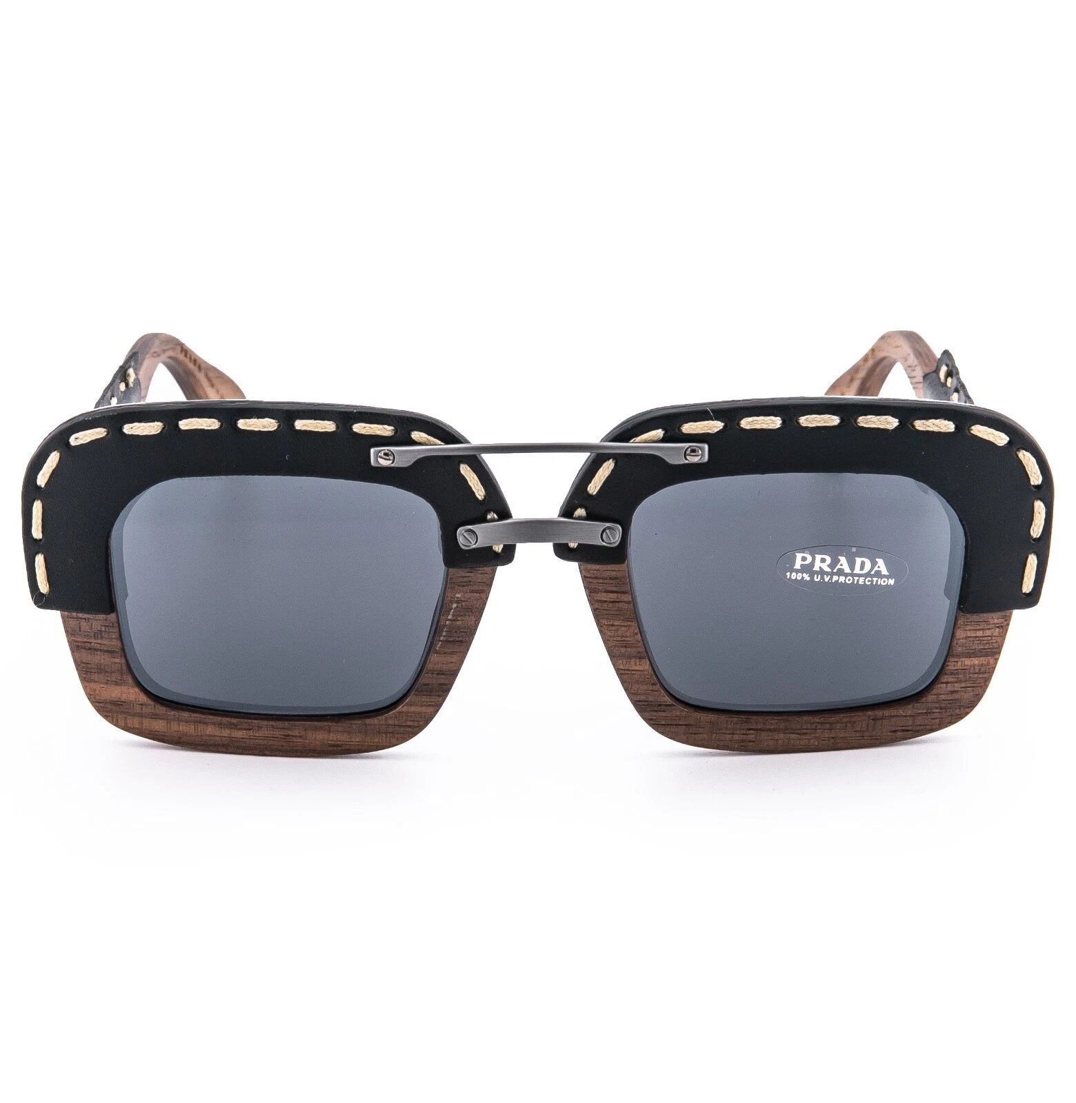Prada PRADA 26R PR26RS RAW Brown Canaletto Black Sunglasses Size ONE SIZE - 5 Thumbnail