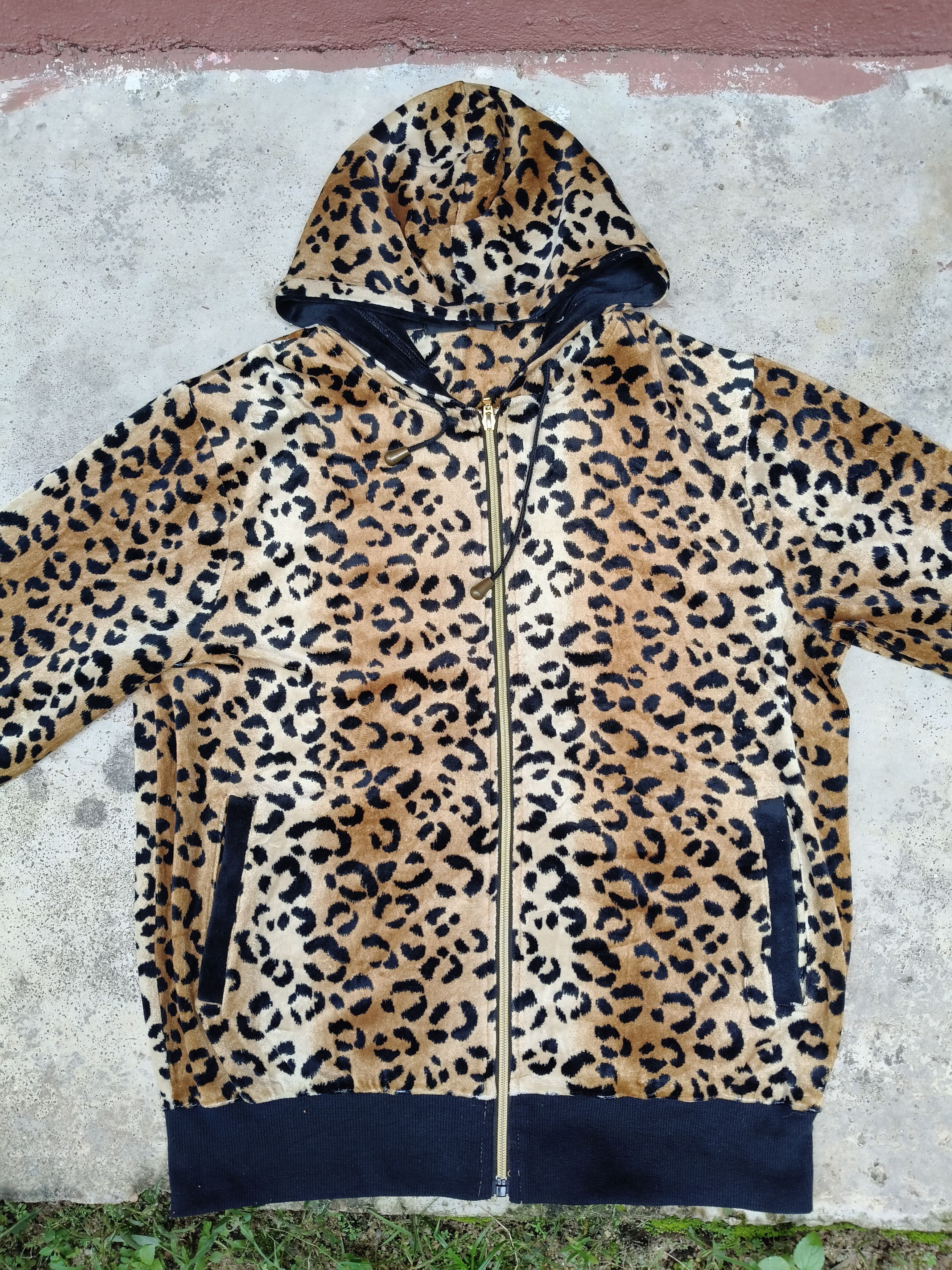 Japanese Brand Flash Blue Zipper Full Leopard Design Size L / US 10 / IT 46 - 5 Thumbnail