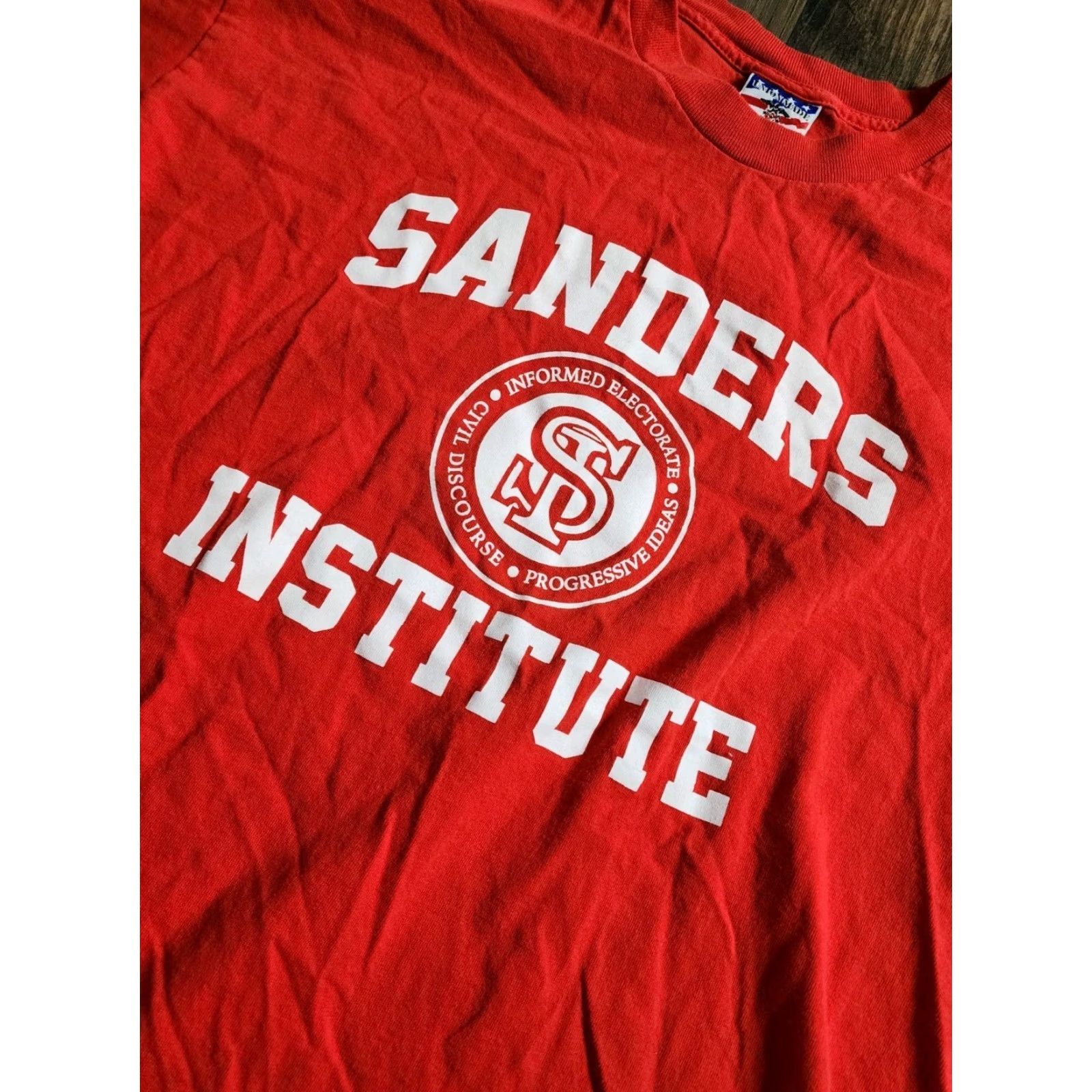 Sanders Union Made Mens XL Bernie Sanders Institute T Shirt Red Cotton Crew Neck Short Sleeve PolitPolitics USA Size US XL / EU 56 / 4 - 4 Thumbnail