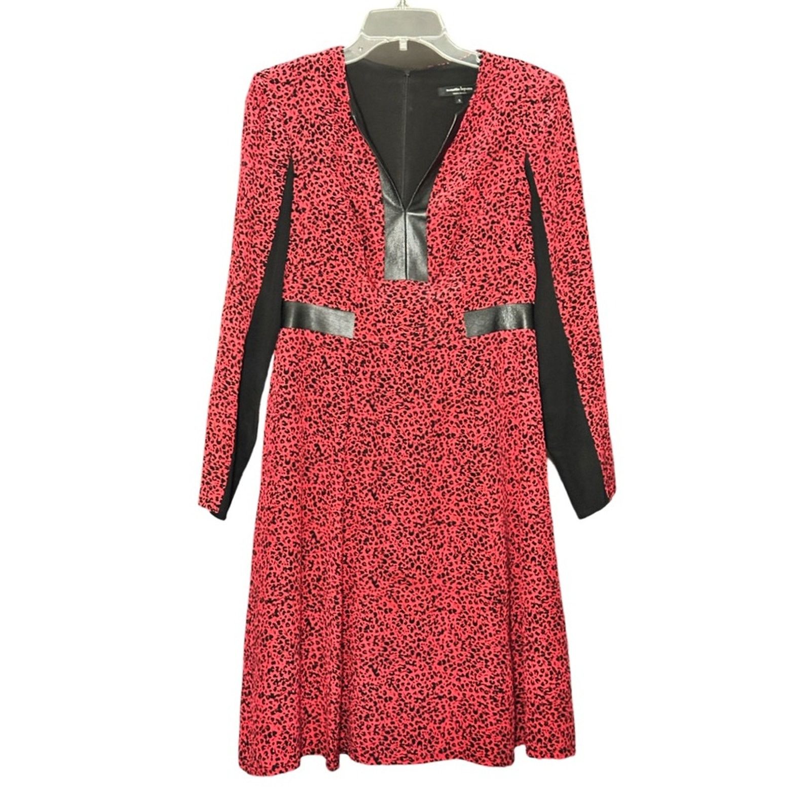 Nanette Lepore Nanette Lepore Dewey Decimal Leather-Trim Dress Size M / US 6-8 / IT 42-44 - 3 Thumbnail