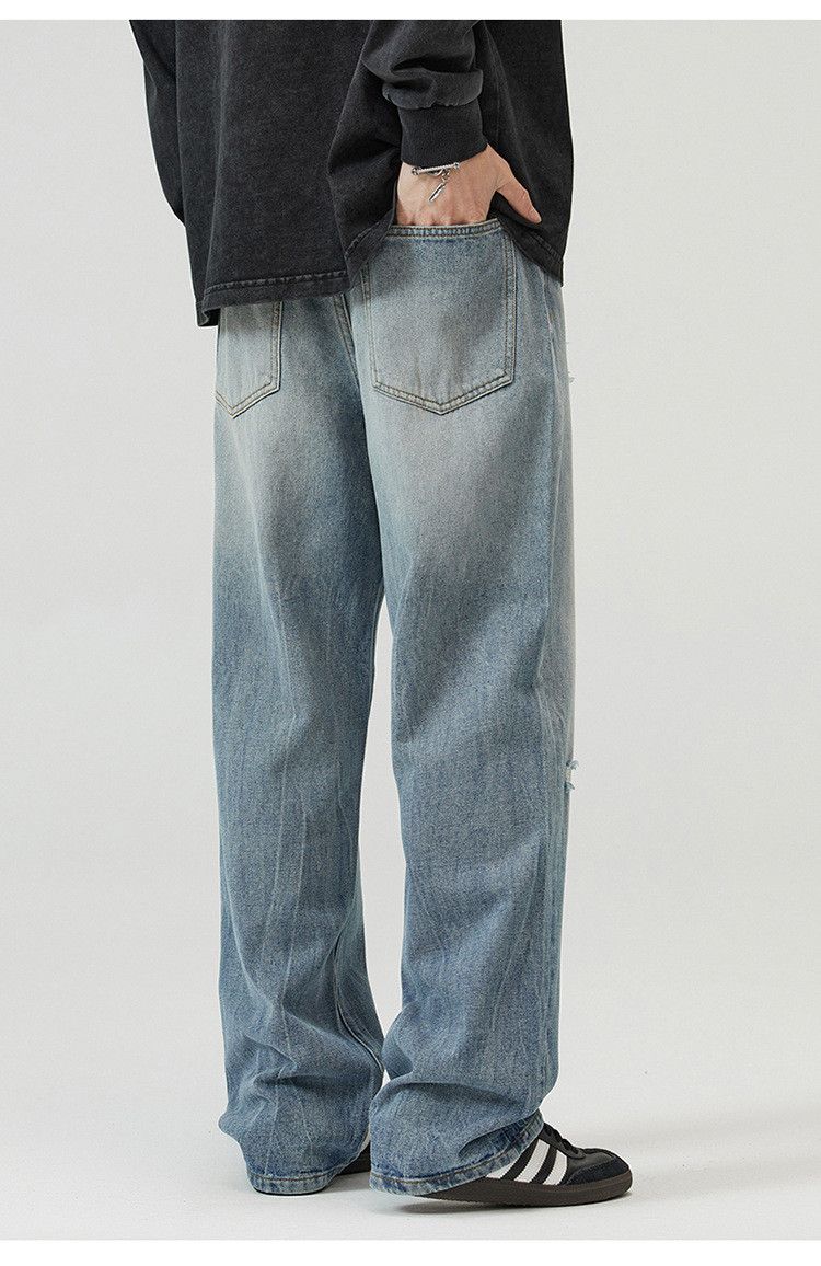 Japanese Brand × Jean Vintage street washed straight high casual ripped jeans Size US 32 / EU 48 - 4 Thumbnail