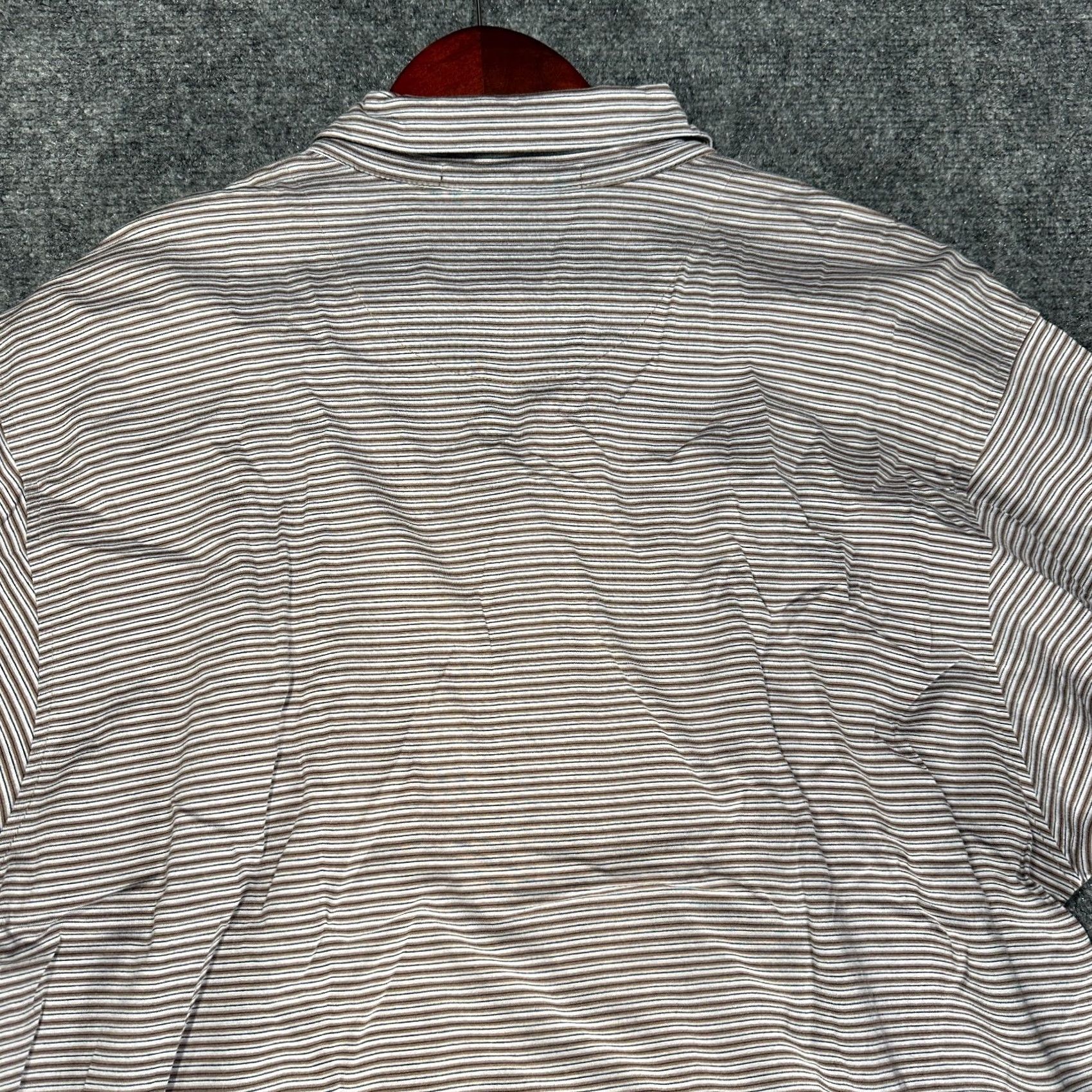 Vintage Tiger Woods Polo Shirt Mens M Brown Blue Stripe Short Sleeve Cotton Knit Shirt Ladies? Size US M / EU 48-50 / 2 - 8 Thumbnail