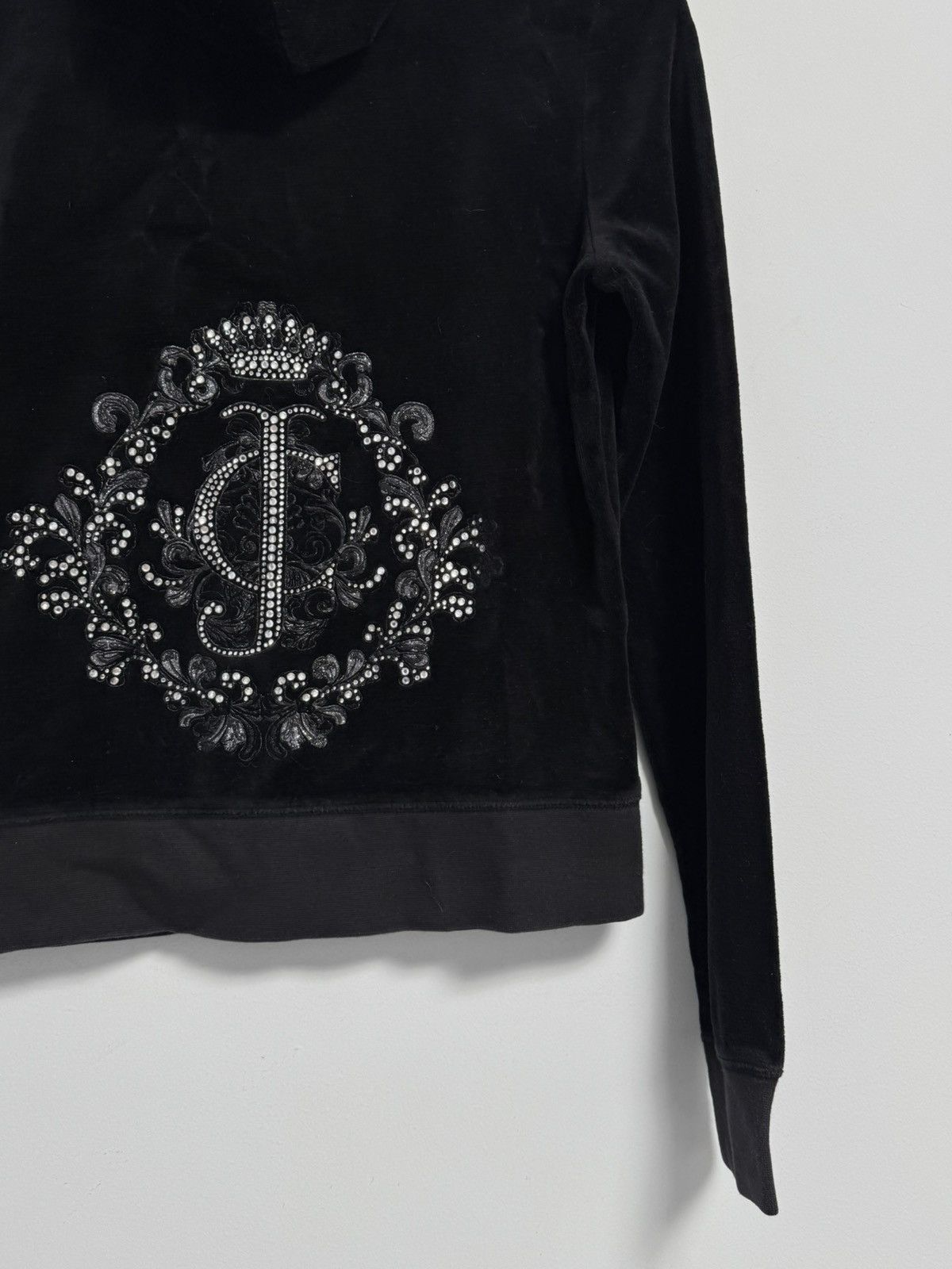 Juicy Couture Vintage Juicy Couture Y2K Glam Velour Black Zip Up Hoodie Size L / US 10 / IT 46 - 9 Thumbnail