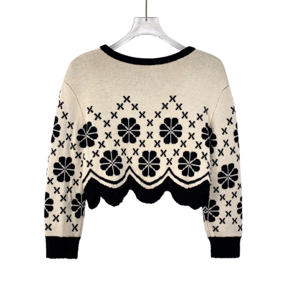 Dior DiorWool Crew Neck Lace Trim Long Sleeve Knit Sweater K26WX Size XS / US 0-2 / IT 36-38 - 2 Thumbnail