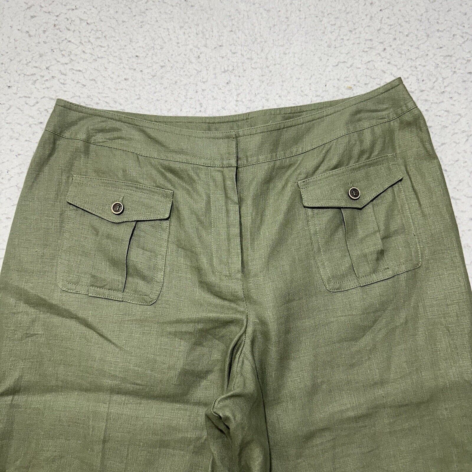 Other Style & Co 6 Pure Linen Green Straight Leg Capri Pants Size 28" / US 6 / IT 42 - 2 Thumbnail