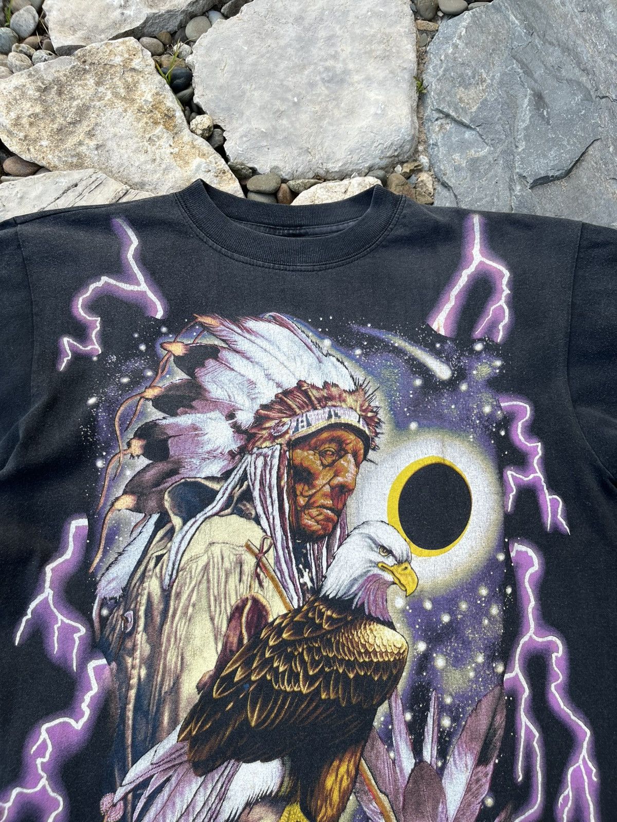 Vintage Vintage USA American Thunder Indian eagle single stitch tee Size US L / EU 52-54 / 3 - 3 Thumbnail