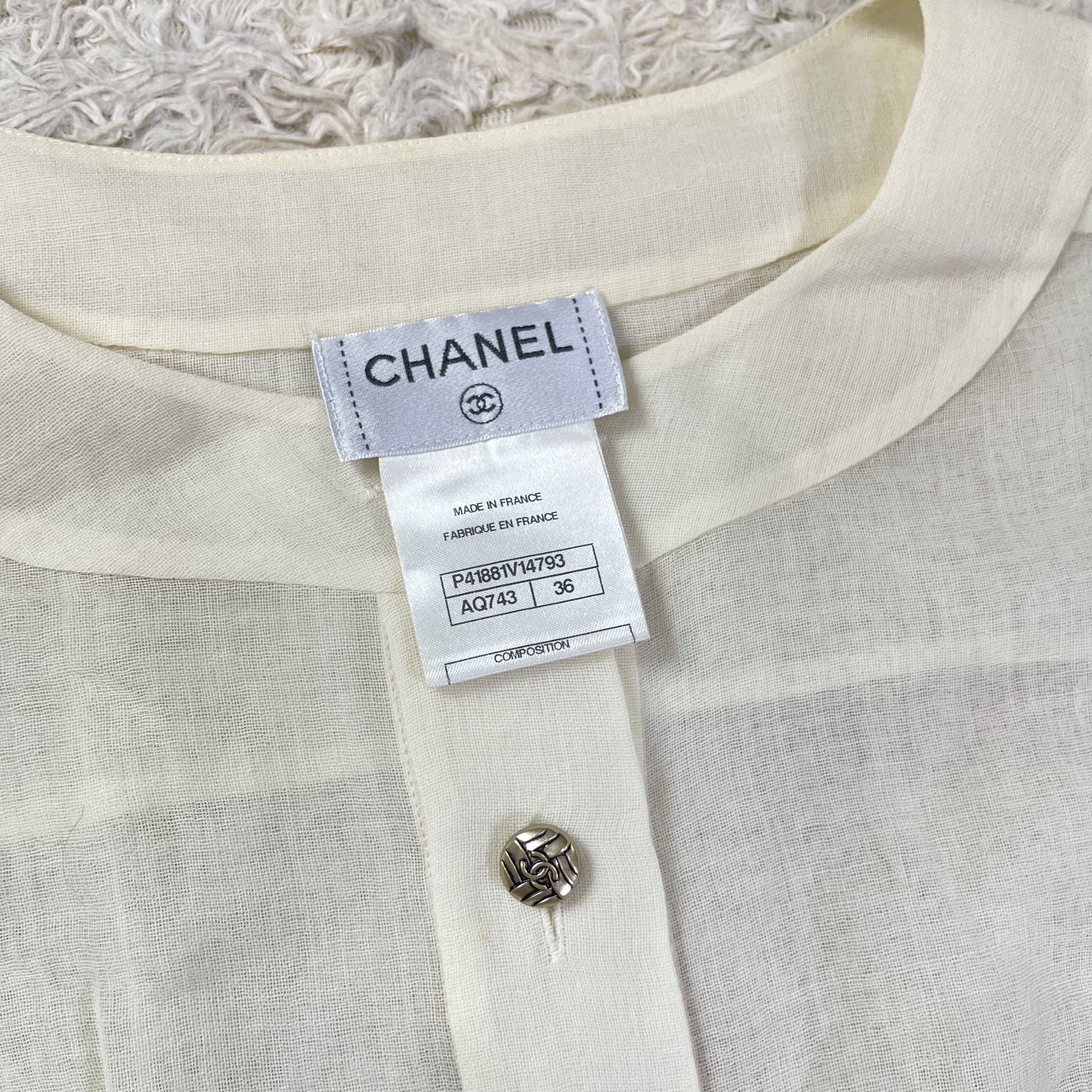 Chanel CHANEL- Long Sleeve Wool Blouse with Coco Mark Buttons Size XS / US 0-2 / IT 36-38 - 5 Thumbnail
