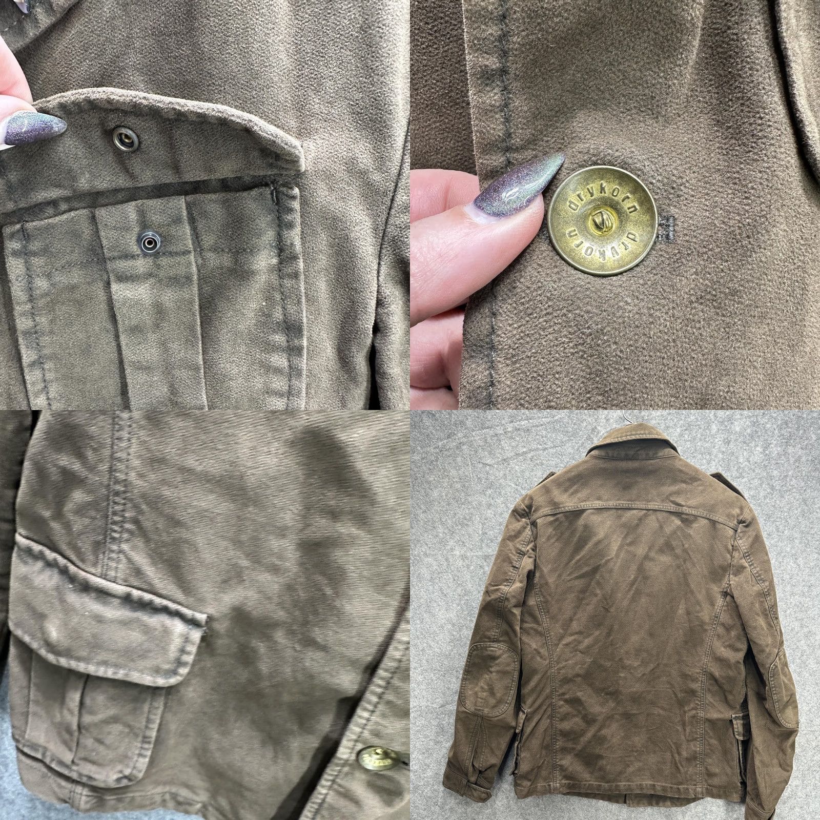 DRYKORN Drykorn Jacket Mens Brown Cotton Canvas Military Field Dakar 3 50 Casual Lined Pockets Button Front Epaulets Army 90s Style Mens/M Size US M / EU 48-50 / 2 - 8 Thumbnail