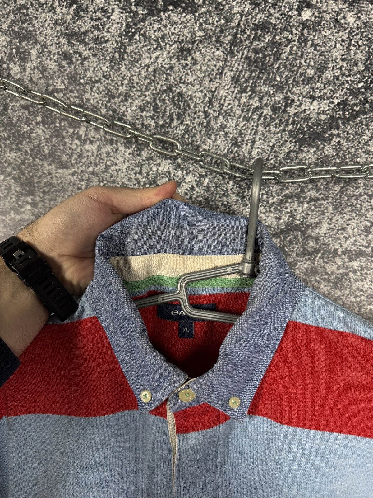 Gant Men’s GANT Long Sleeve Striped Polo Shirt Rugby Style XL Size US XL / EU 56 / 4 - 15 Thumbnail