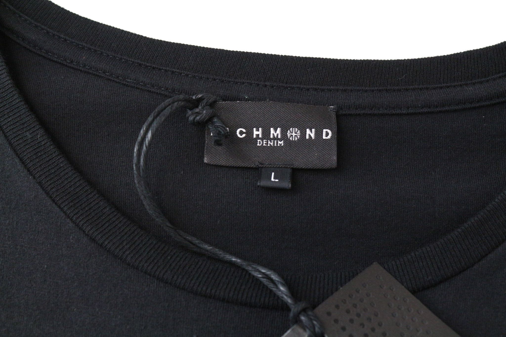 John Richmond L Black Cotton Logo Long Sleeve T-Shirt 74477 Size US L / EU 52-54 / 3 - 5 Thumbnail