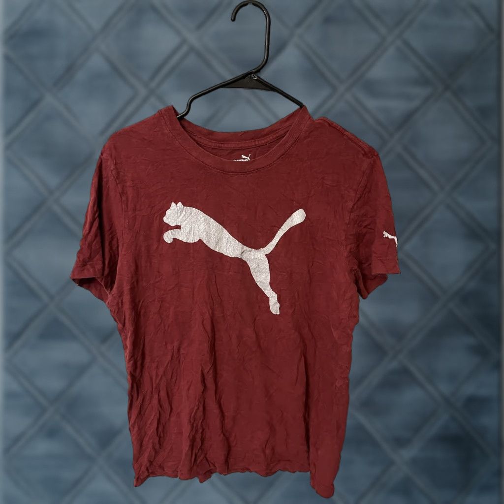 Puma PUMA Men T-Shirt Regular Crew Neck Short Sleeve Logo Maroon Red Cotton Blend S size Shirt Mens Size US S / EU 44-46 / 1 - 1 Thumbnail