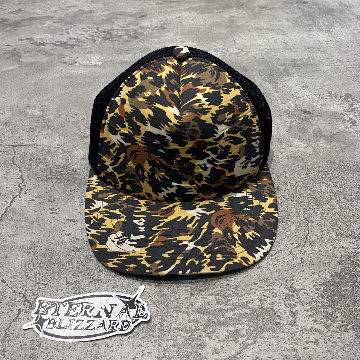 Bape Leopard Camo Trucker Hat Black