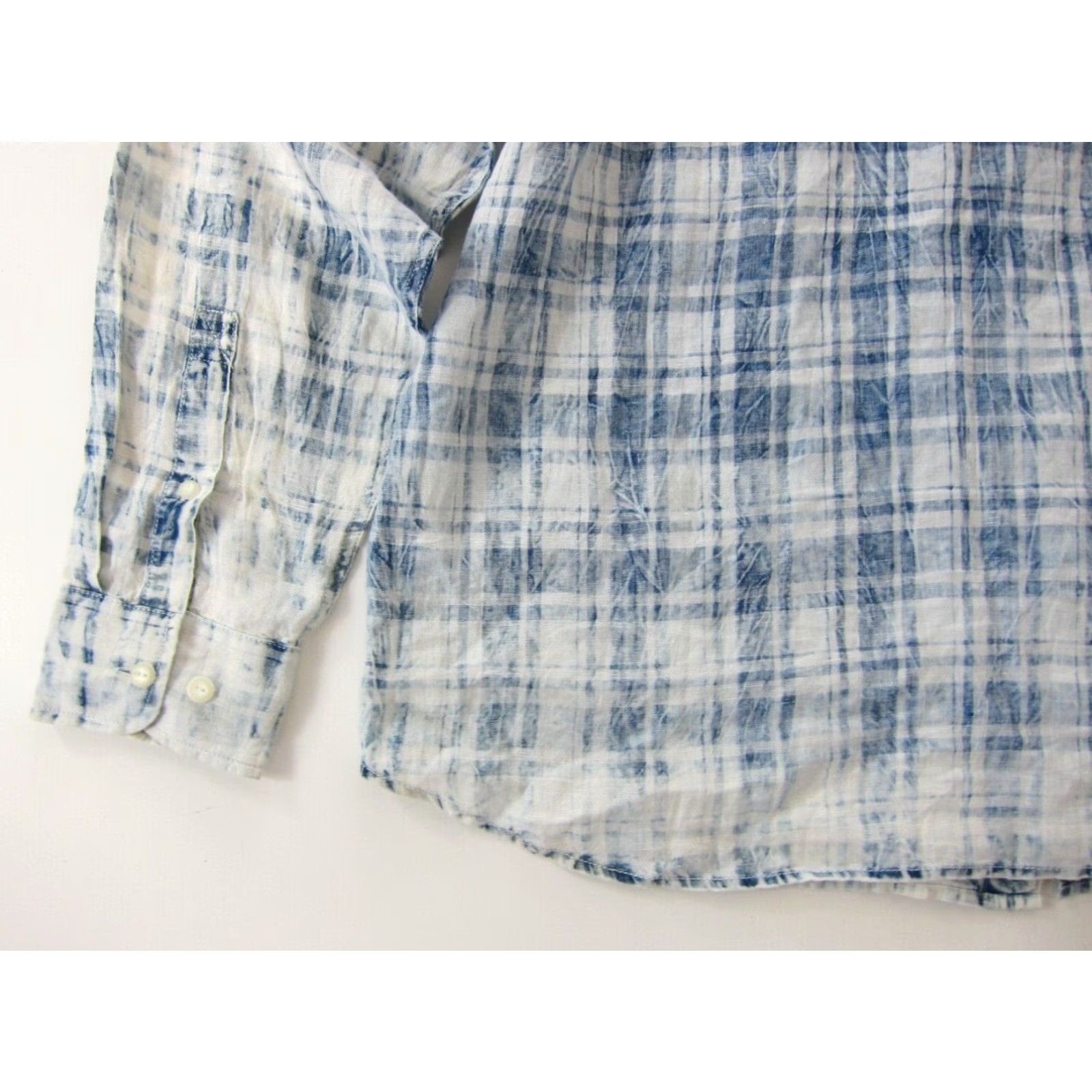 Tommy Bahama Tommy Bahama Shirt 100% Linen Blue White Plaid Long Sleeve Button Down XL Mens Shirt Size US XL / EU 56 / 4 - 5 Thumbnail