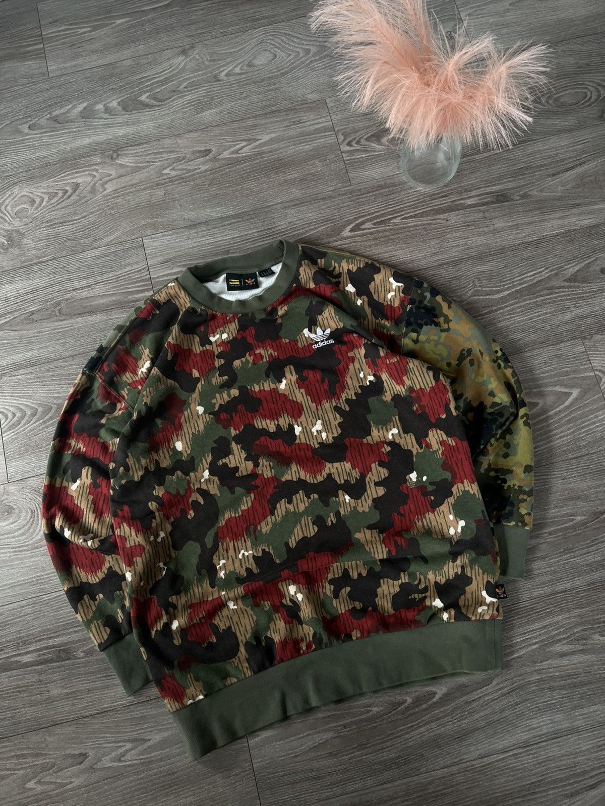 Adidas × Designer × Pharrell ‼️Archival Adidas x Pharrell Williams Hu Knit Camo Sweatshirt Size US M / EU 48-50 / 2 - 8 Thumbnail