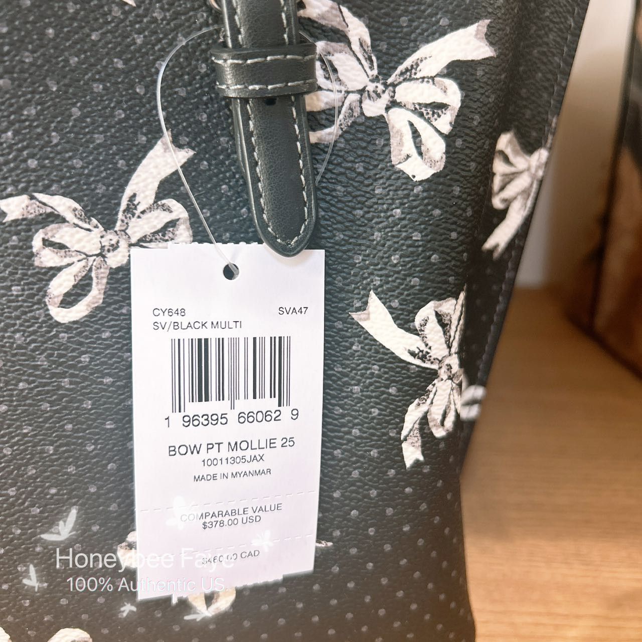 Coach NWT Coach Mollie Tote Bag 25 With Bow Print CY648 Size ONE SIZE - 4 Thumbnail