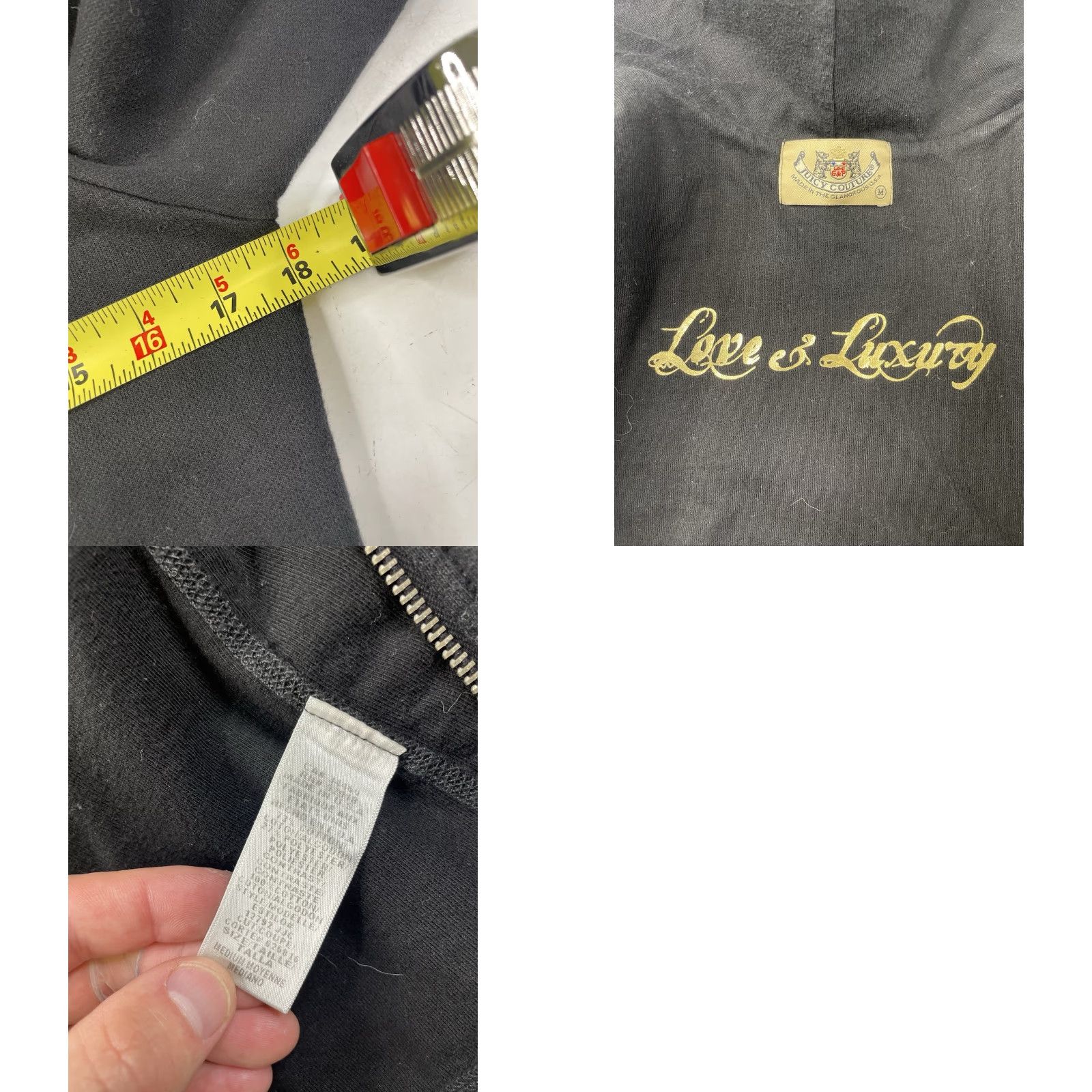 Juicy Couture VINTAGE Juicy Couture Y2K Black Track Suit Hoodie Sweatshirt Womens M Size M / US 6-8 / IT 42-44 - 8 Thumbnail