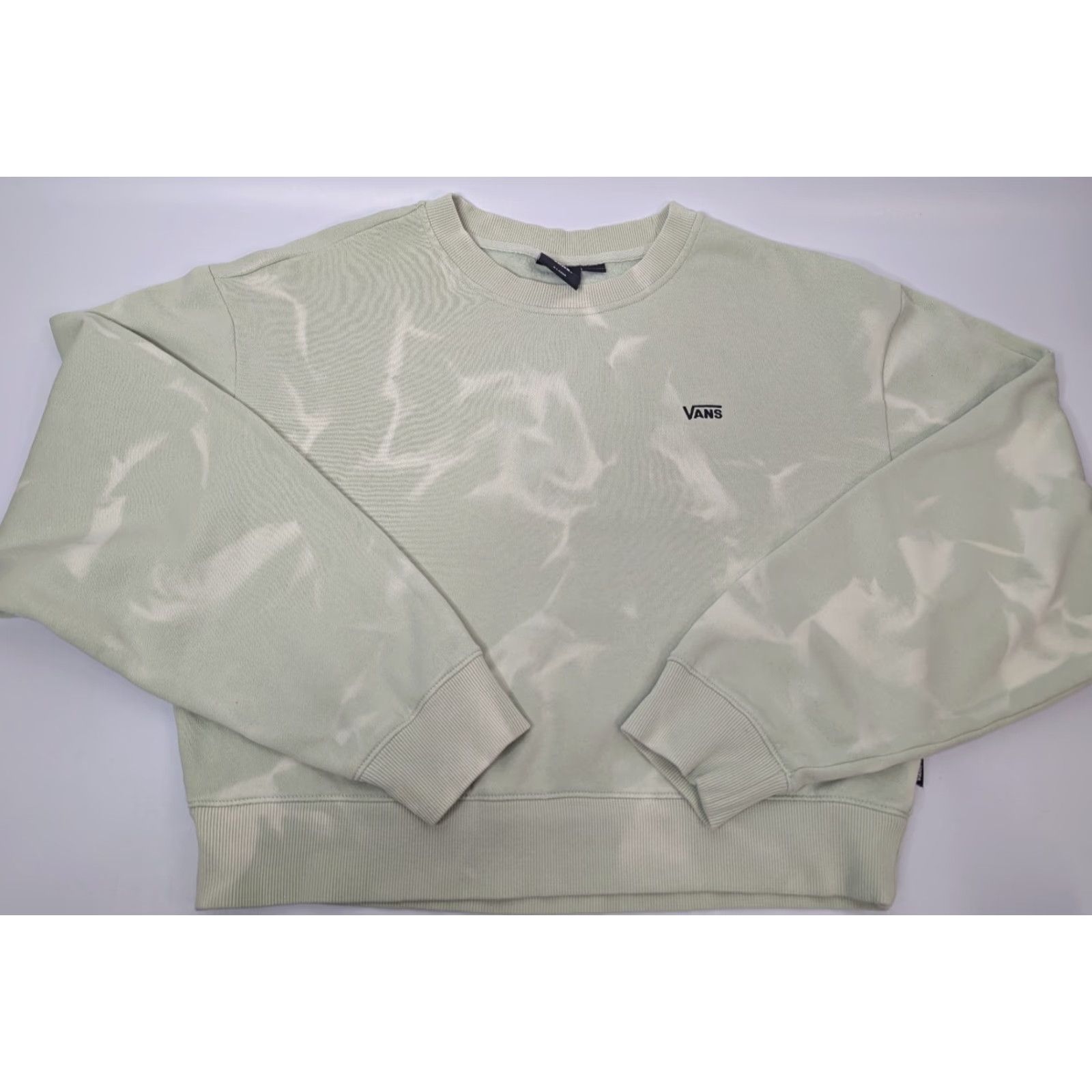 Vans Vans Sweatshirt Cropped Light Green Mint Green XL Women's Logo Pullover Crew Neck Fleece Cotton Skater Activewear Long Sleeve Regular Size XL / US 12-14 / IT 48-50 - 2 Thumbnail