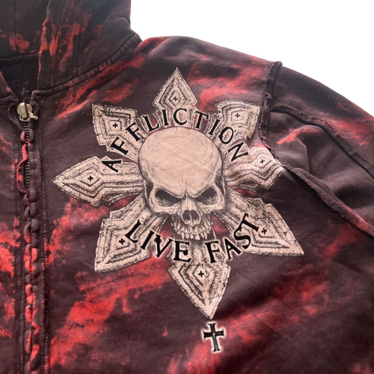 Affliction × Vintage Affliction Skull Cross Wing Zip Up Grunge Cyber Y2K Hooded Size US L / EU 52-54 / 3 - 5 Thumbnail