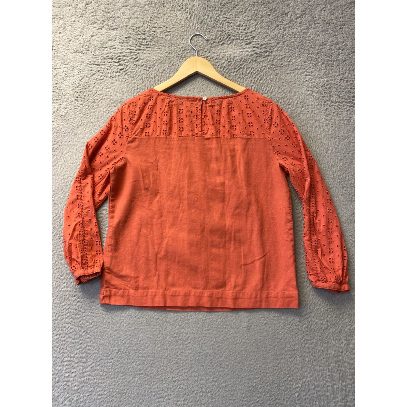 J.Crew VINTAGE? No — J.CREW MERCANTILE Linen Blend Eyelet Top Women S Shirt Tunic Long Sleeve Orange Eyelet Casual Business 160-13 Size S / US 4 / IT 40 - 5 Thumbnail