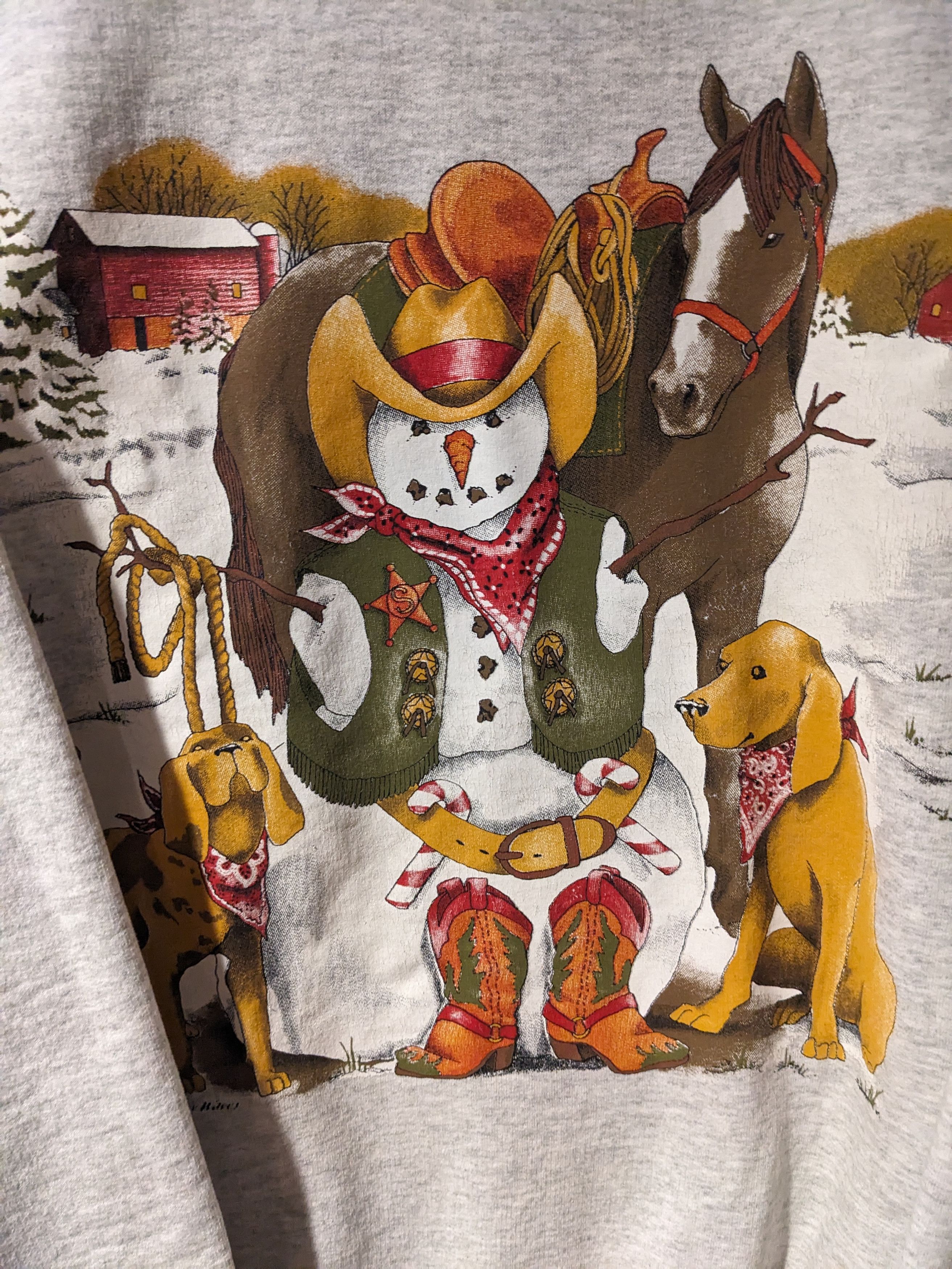 Vintage Vintage 90s Snowman Dog Animal Nature Wildlife Sweatshirt Size US L / EU 52-54 / 3 - 2 Thumbnail