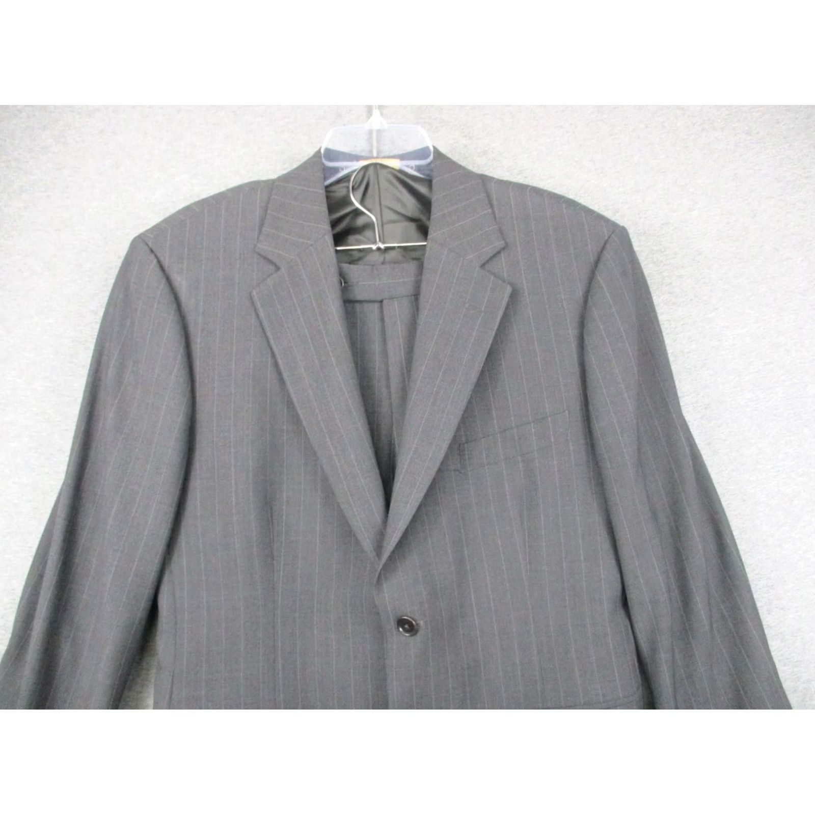 Brooks Brothers VINTAGE Brooks Brothers Suit 42 Gray Pinstripe Wool Blend Stretch Mens Size 42R - 2 Thumbnail