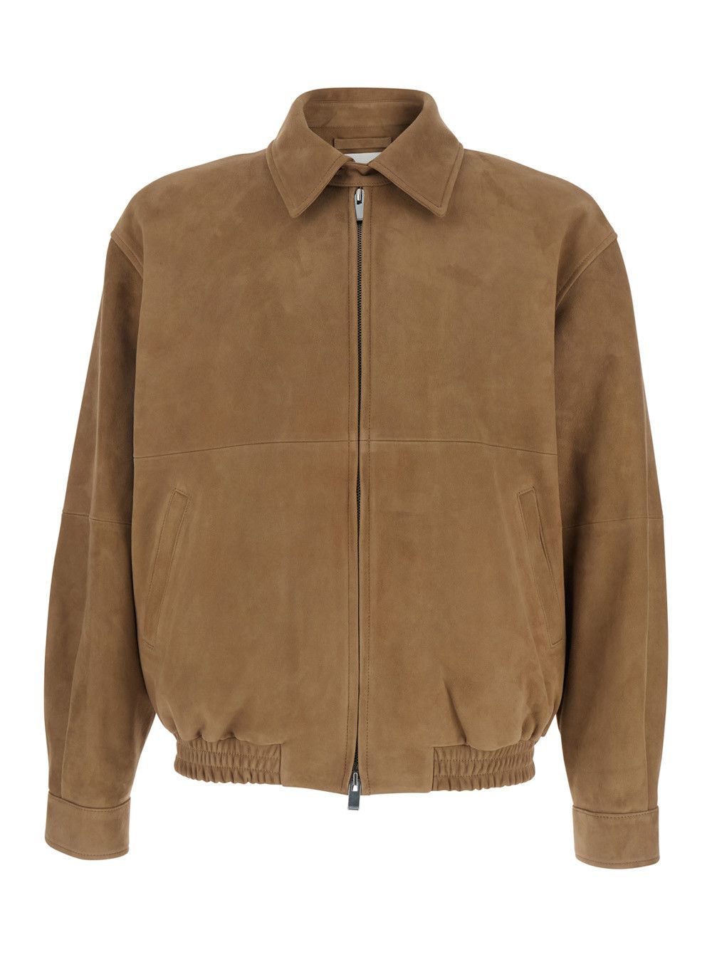 TONYWACK Brown Suede Jacket with Classic Collar and Two Welt Pockets for Men Size US M / EU 48-50 / 2 - 1 Thumbnail