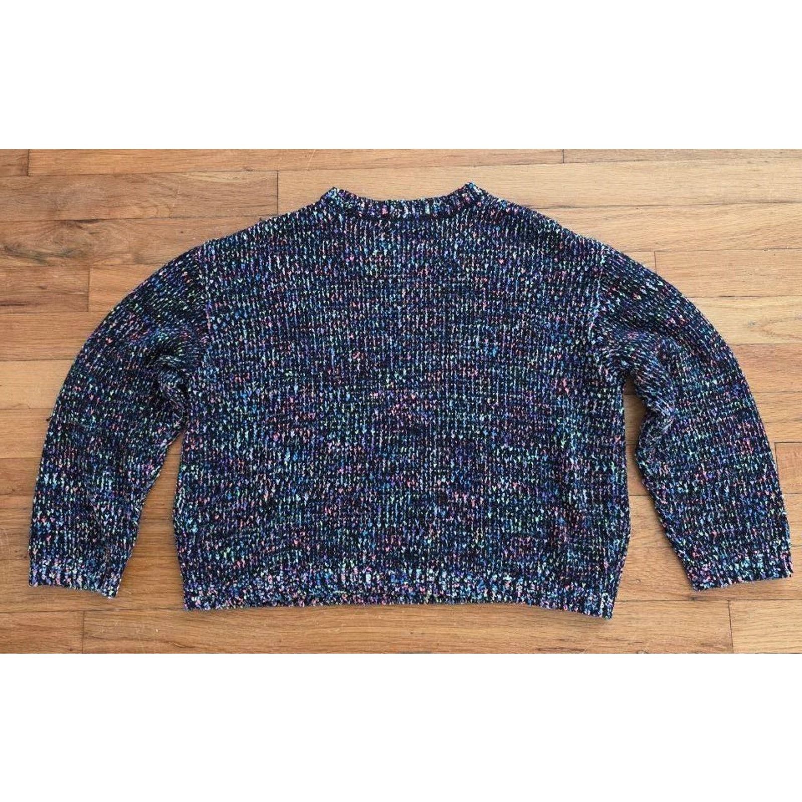 Justin Justice Marled Crewneck Sweater Black Rainbow Large A001148 Size XL / US 12-14 / IT 48-50 - 2 Thumbnail