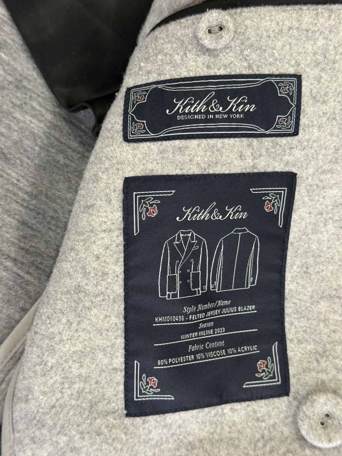 Kith Kith Felted Double Brested Blazer Heather Grey | Size S Size 38R - 9 Thumbnail
