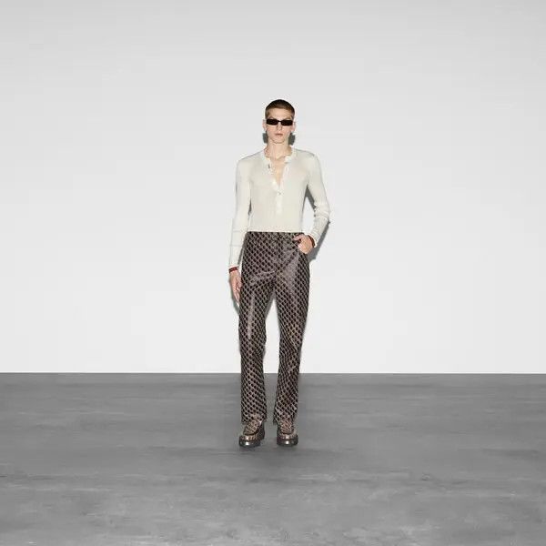 Gucci o1loc1c0226 801454 Leather Pants With GG Shadow Multicolor Size US 30 / EU 46 - 2 Thumbnail