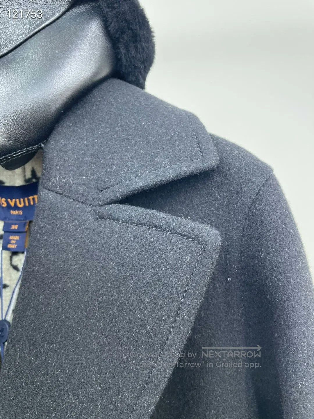 Louis Vuitton LV Black Fur Collar Belted Coat. Size XXS / US 00 / IT 34 - 6 Thumbnail