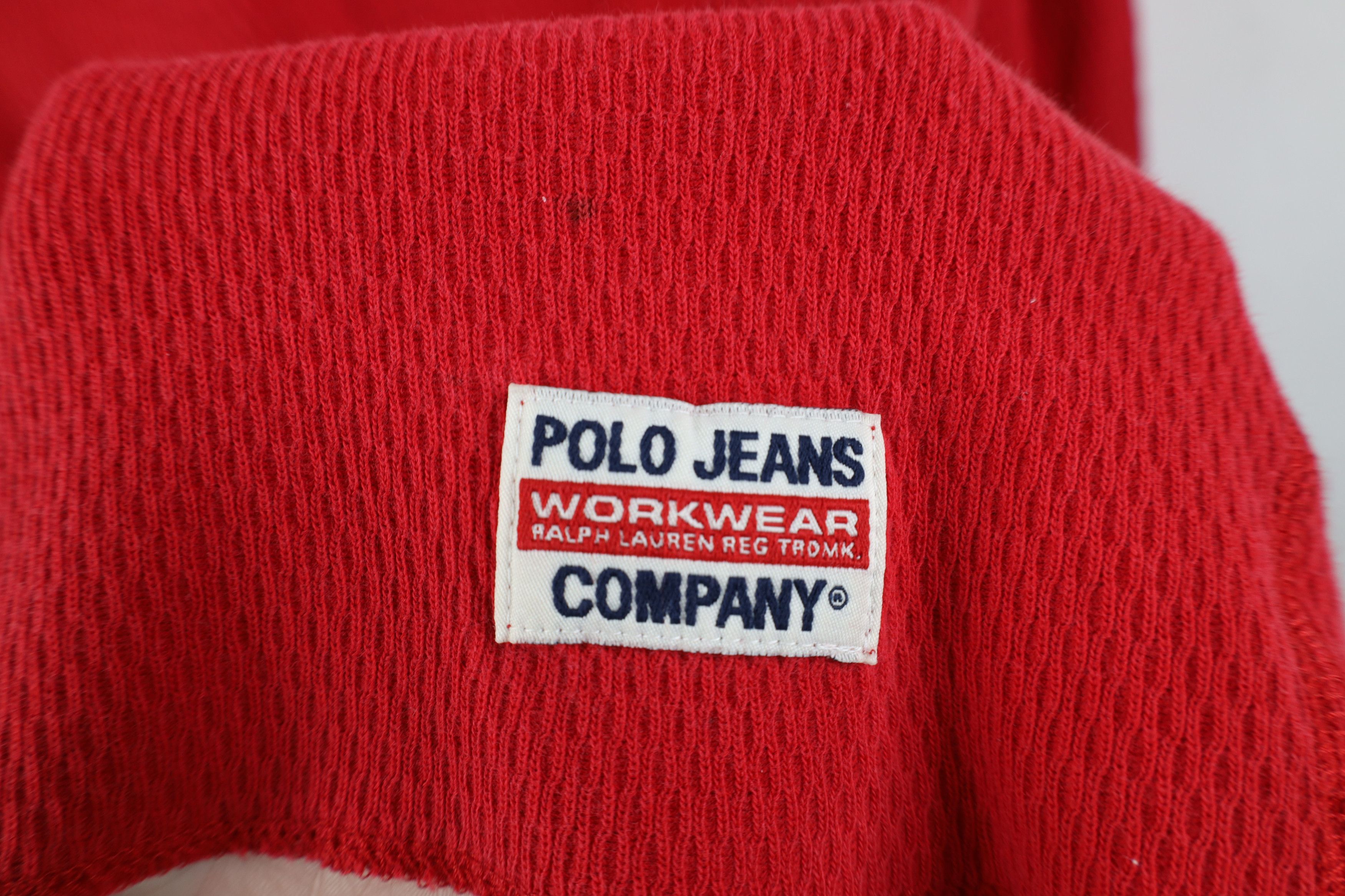 Ralph Lauren Vtg 90s Ralph Lauren Waffle Knit Long Sleeve T-Shirt Red USA Size US L / EU 52-54 / 3 - 6 Thumbnail