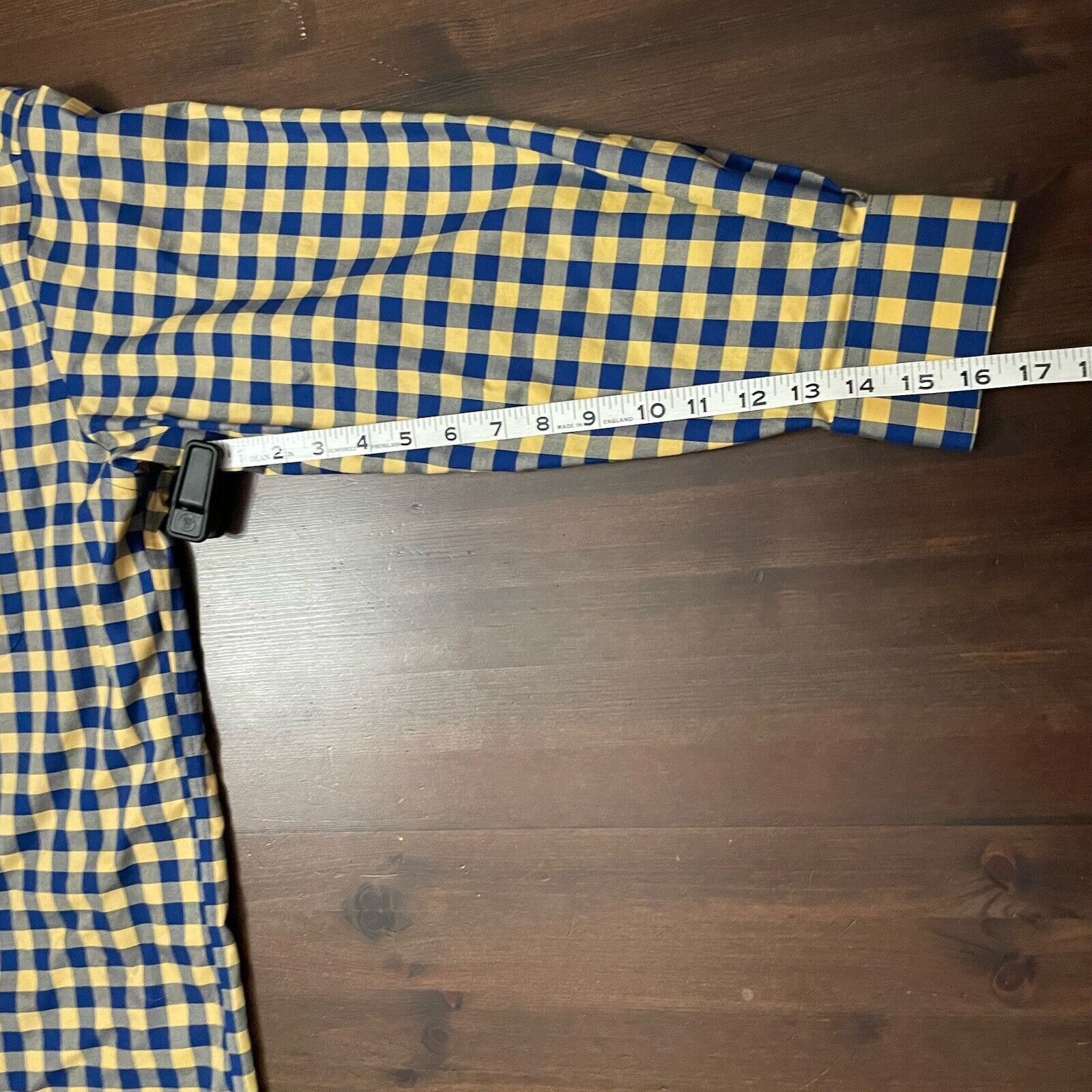 Paul Fredrick Paul Fredrick Blue Yellow Gingham Dress Shirt 16.5 x 32 Size US XS / EU 42 / 0 - 9 Thumbnail