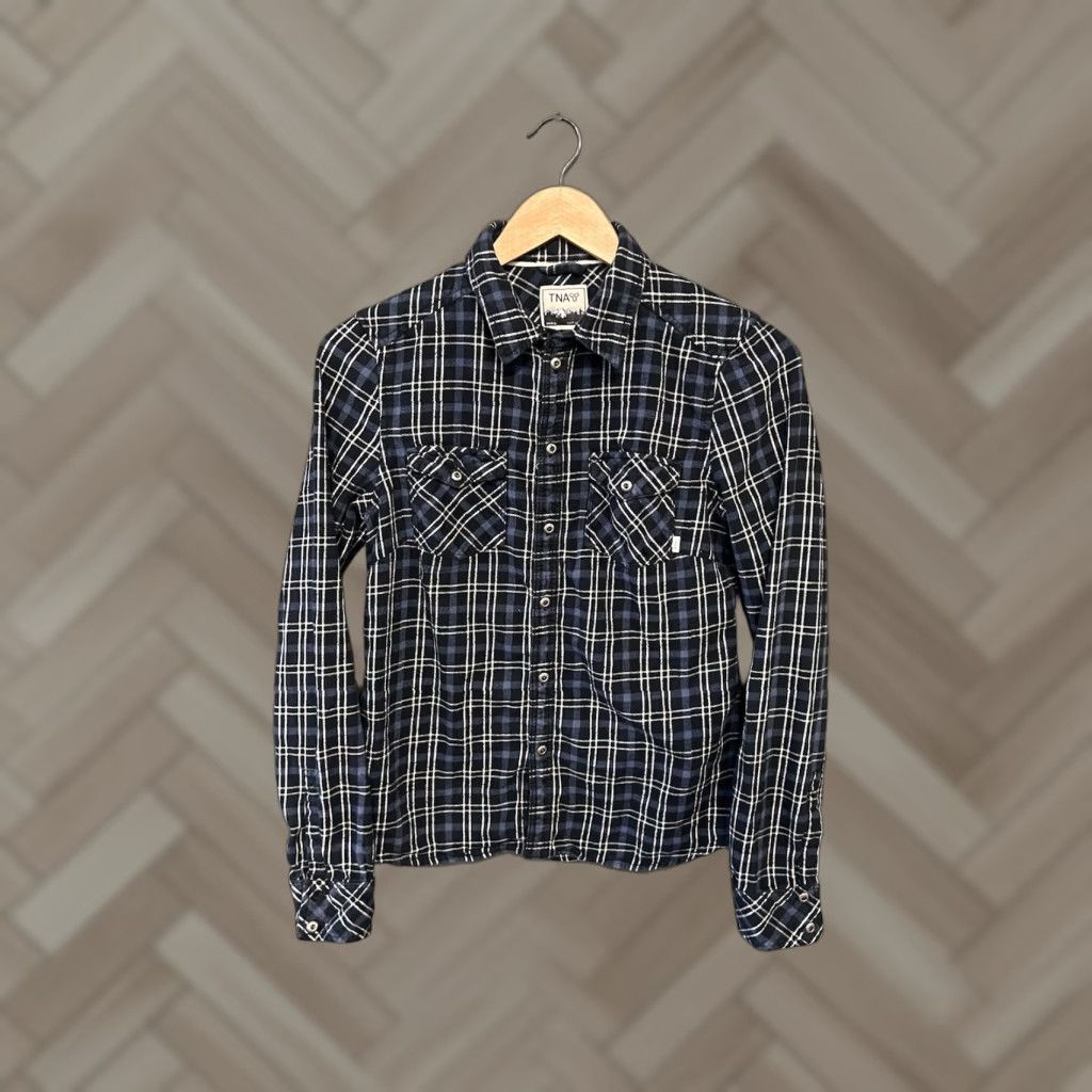 Aritzia Aritzia TNA Womens Button-Up Plaid Flannel Long Sleeve Blue Size S Size S / US 4 / IT 40 - 1 Thumbnail