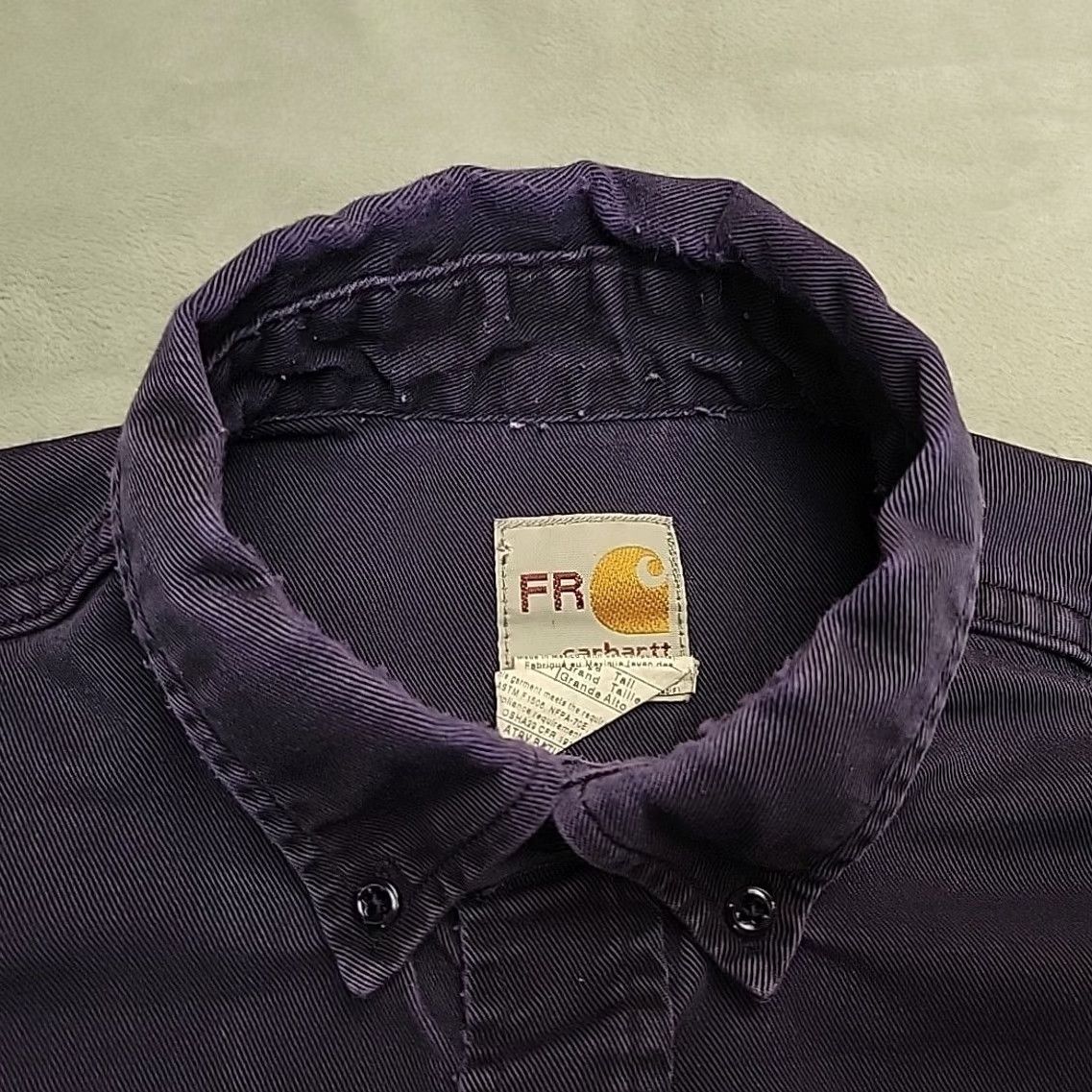 Carhartt VINTAGE Carhartt FR Shirt Men LT Blue Flame Fire Resistant Long Sleeve Workwear Size US L / EU 52-54 / 3 - 5 Thumbnail