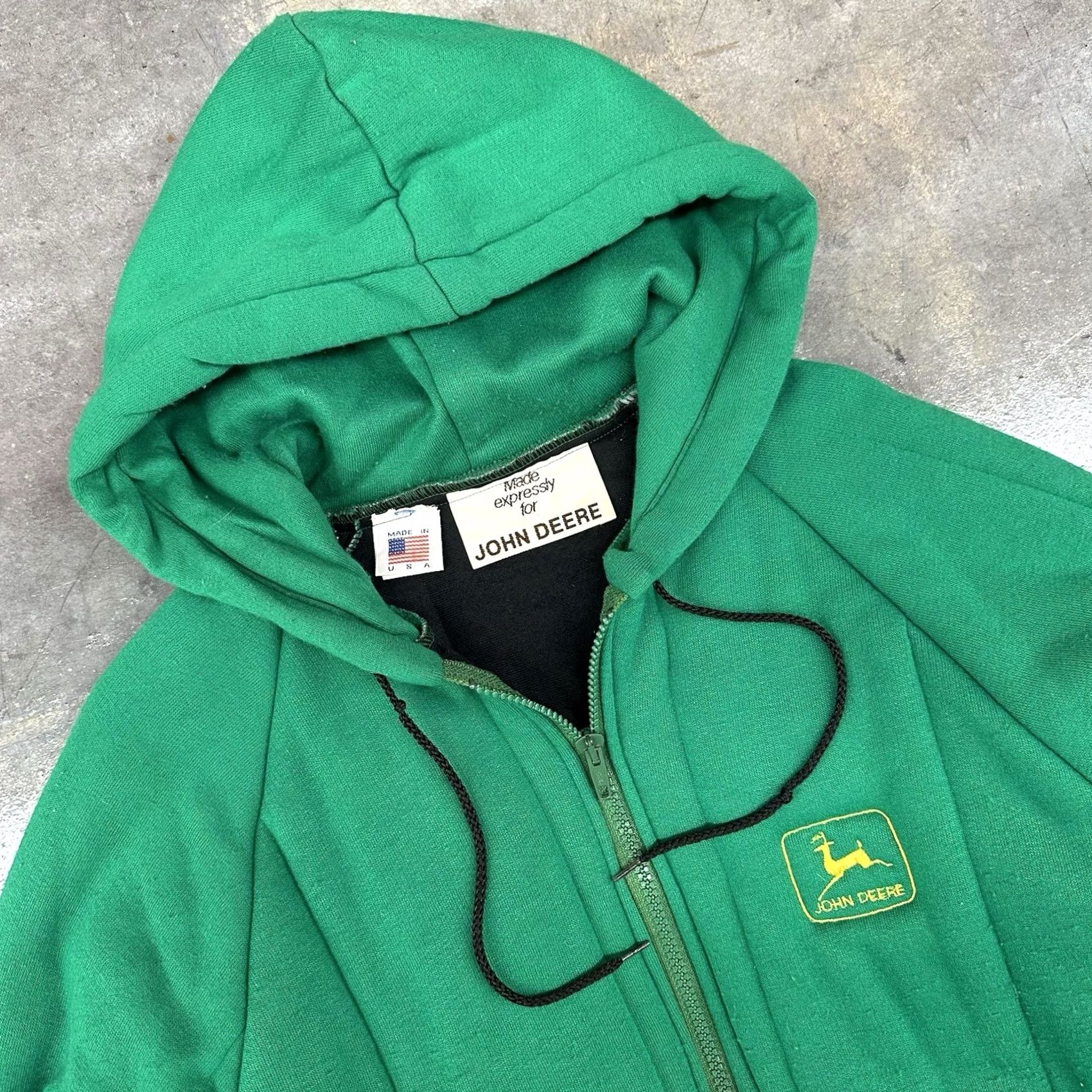 John Deere VINTAGE John Deere Full Zip Lines Hoodie Jacket M Green USA Made 80s 70s Men Medium Size US M / EU 48-50 / 2 - 2 Thumbnail