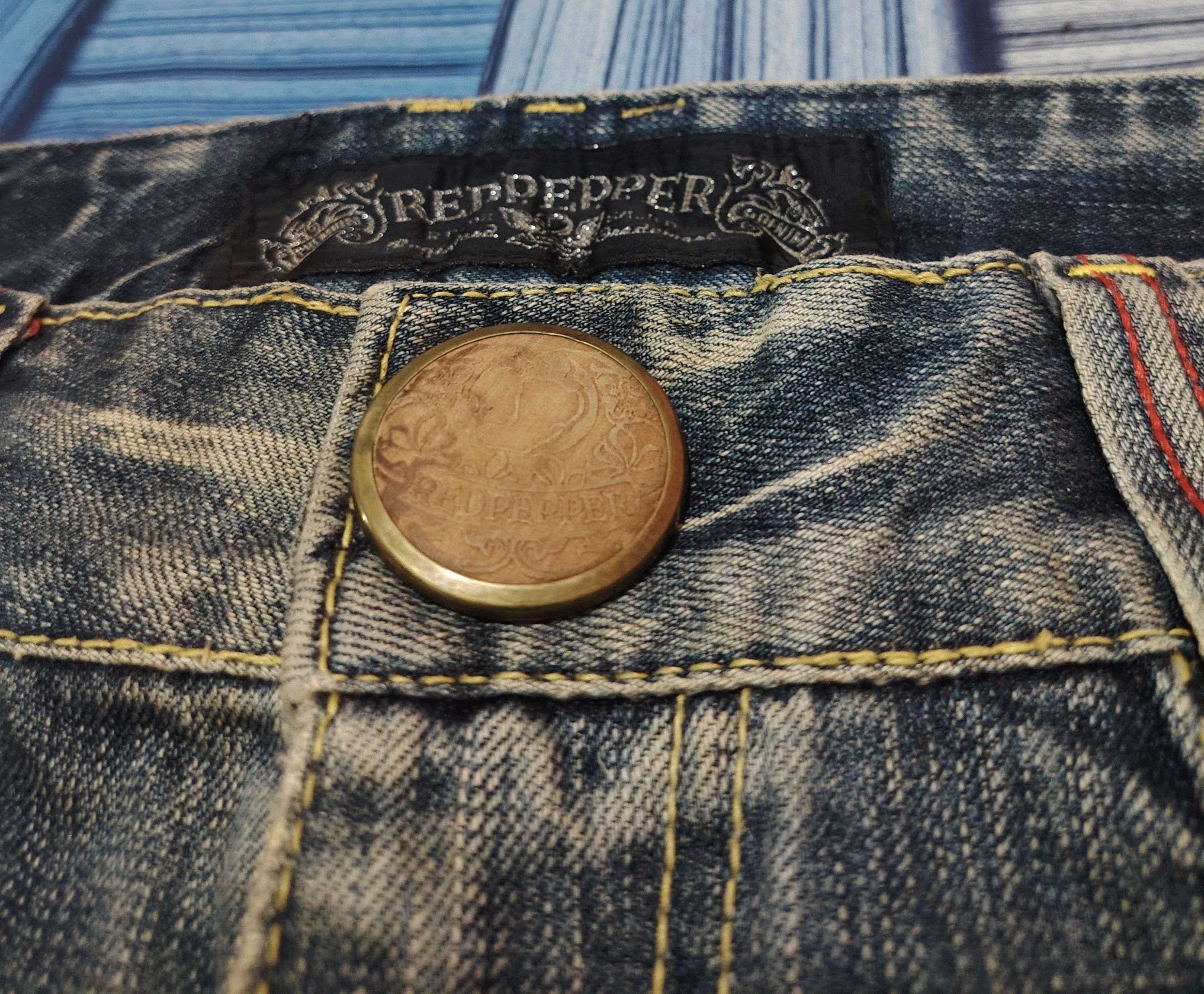 Japanese Red Pepper Flared Jeans Distressed Denim