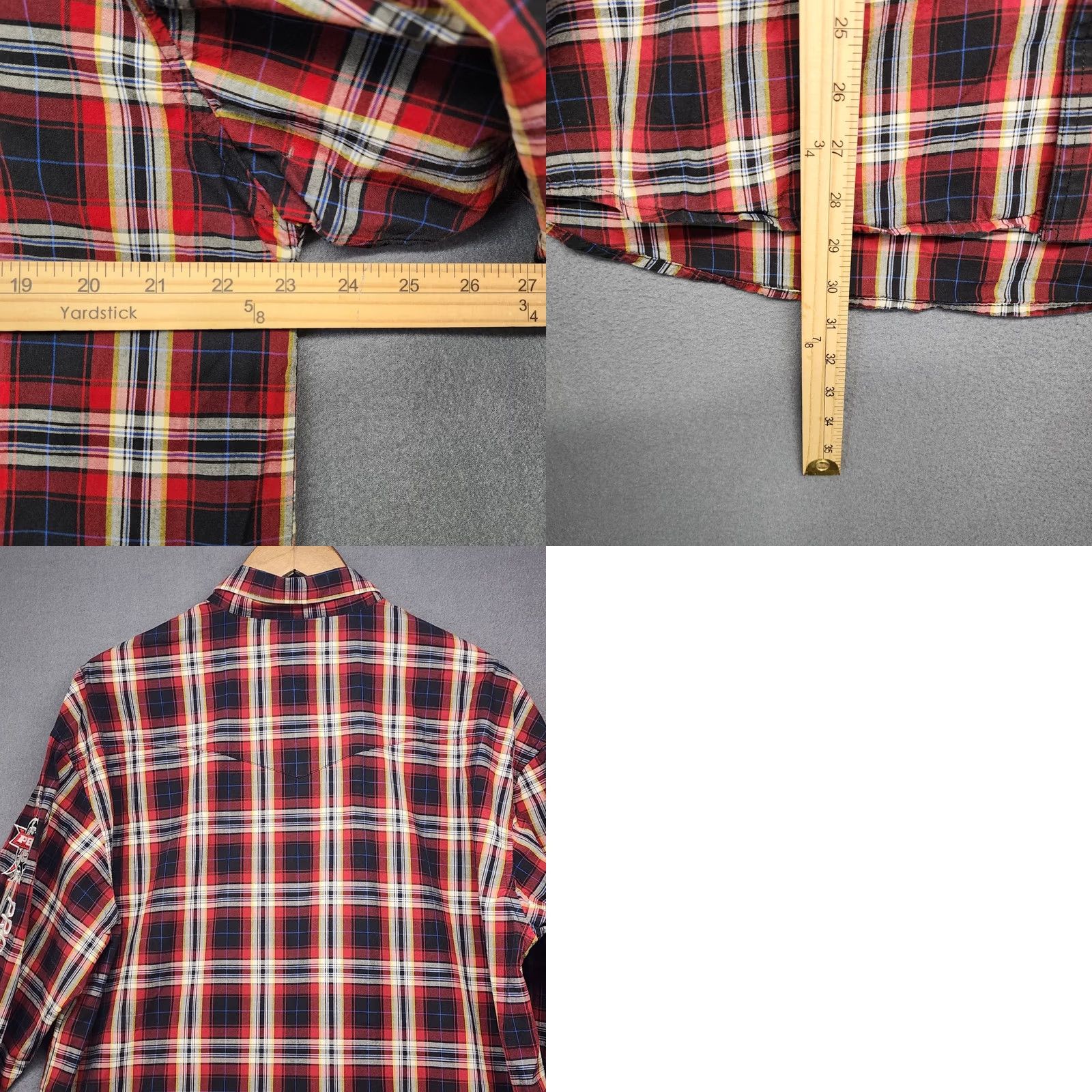 Wrangler VINTAGE? Wrangler PBR Shirt Mens Large Western Rodeo Button Up Red Plaid Embroidered Size US L / EU 52-54 / 3 - 8 Thumbnail