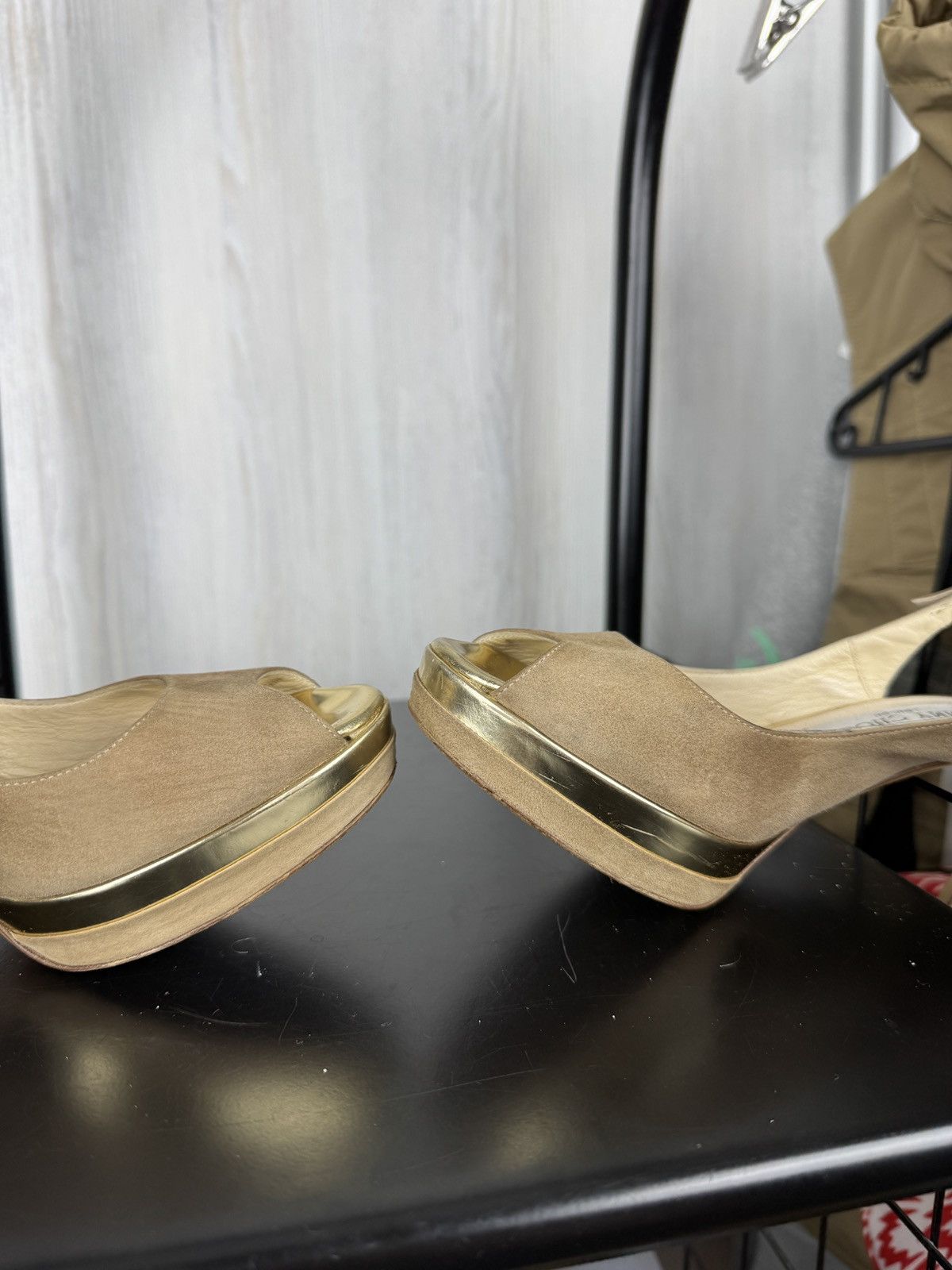 Jimmy Choo JIMMY CHOO Suede Mirrored Platform Open Toe Heels Pumps 7.5 Size US 7.5 / IT 37.5 - 17 Thumbnail