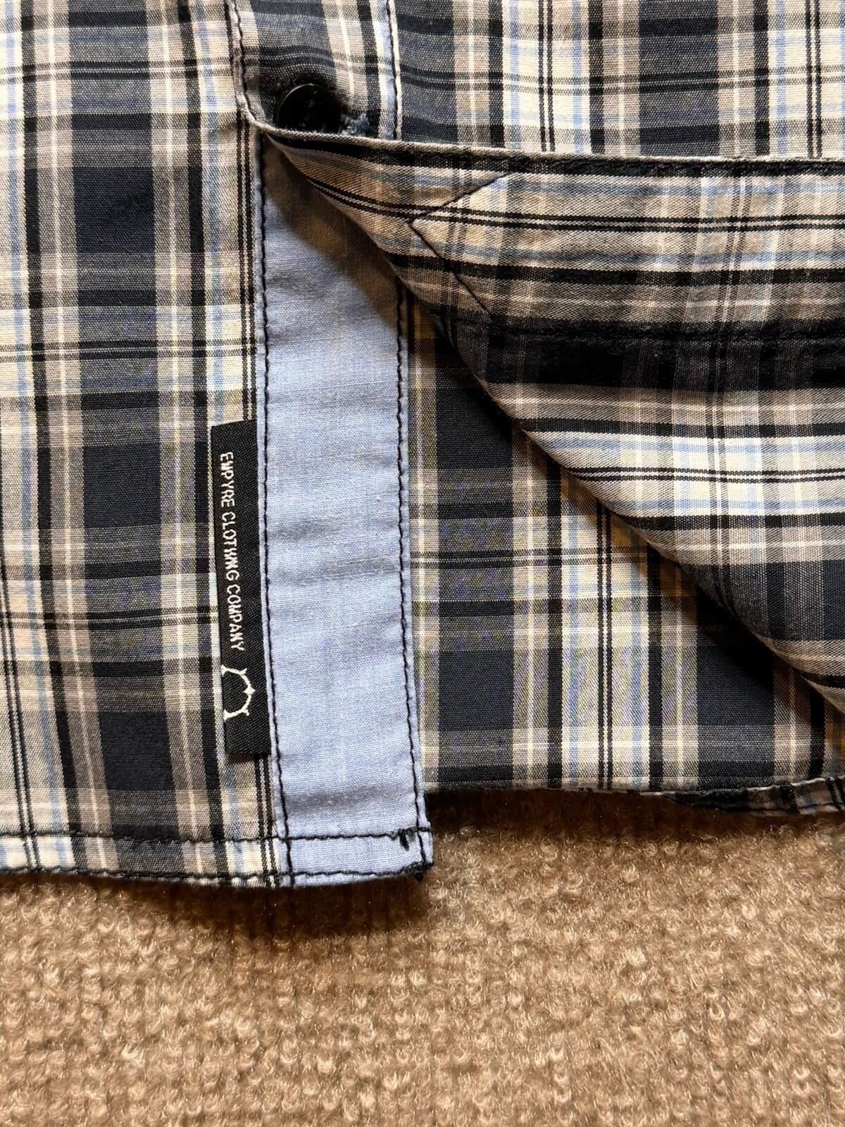 Empyre Empyre Men's Lg Gray Plaid Short Sleeve Pearl Snap Up [730] Size US L / EU 52-54 / 3 - 5 Thumbnail