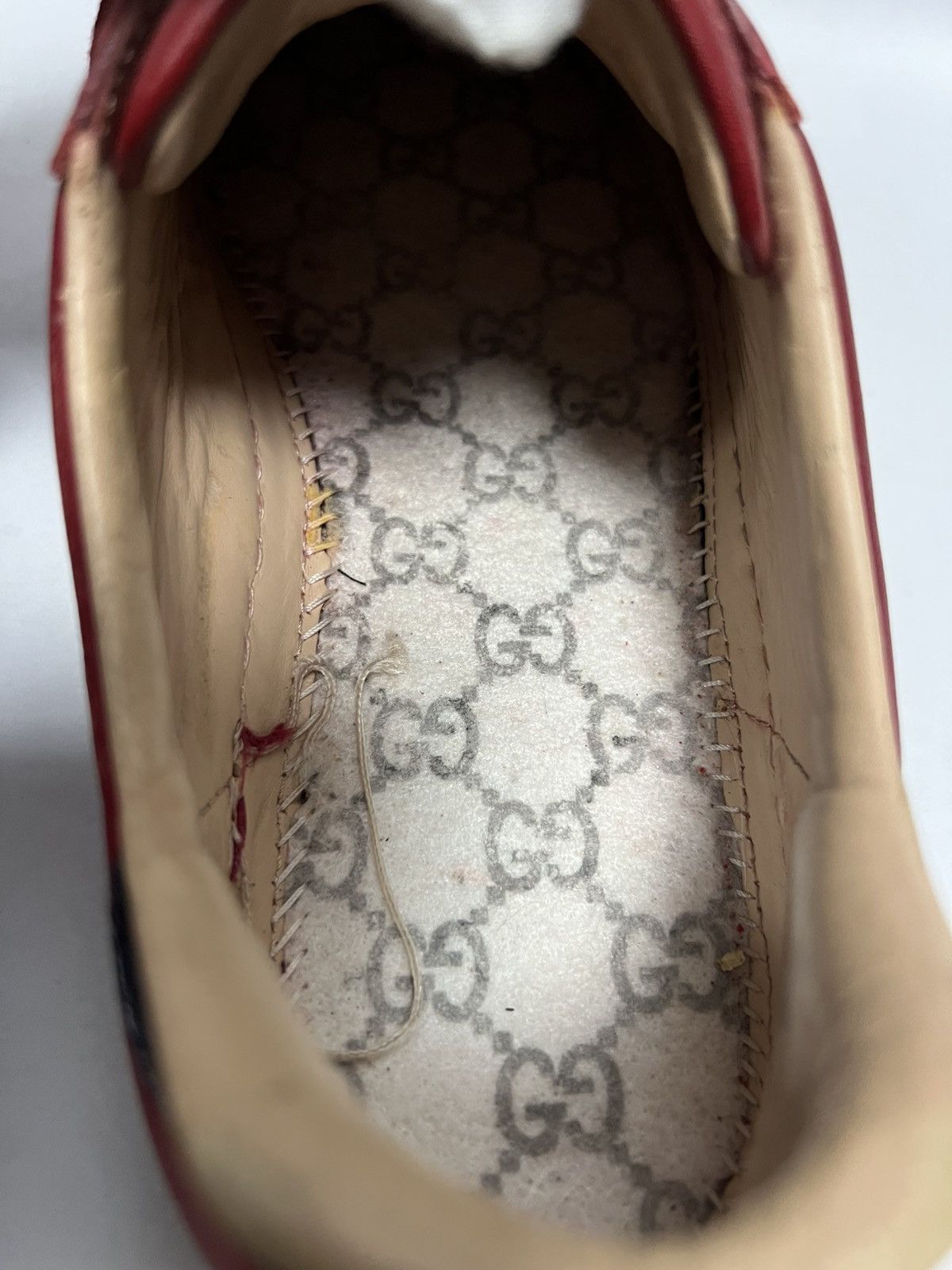Gucci Gucci - Red Leather Web Ace Low Top Sneakers Size US 6.5 / EU 39-40 - 20 Thumbnail