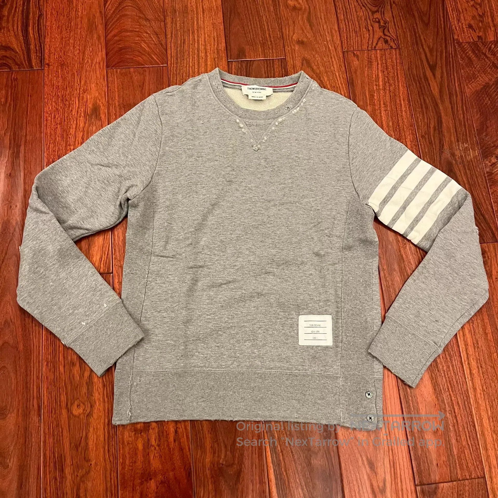 Thom Browne Thom Browne Distressed Gray Pullover Hoodie. Size US S / EU 44-46 / 1 - 1 Thumbnail
