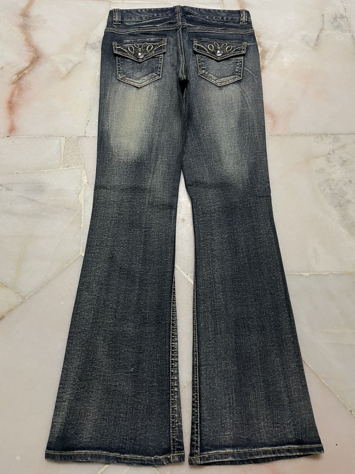 Tornado Mart 💥Insane💥Flared 90s Style Japanes Washed Whisker Bootcut Jean Size 27" / US 4 / IT 40 - 8 Thumbnail