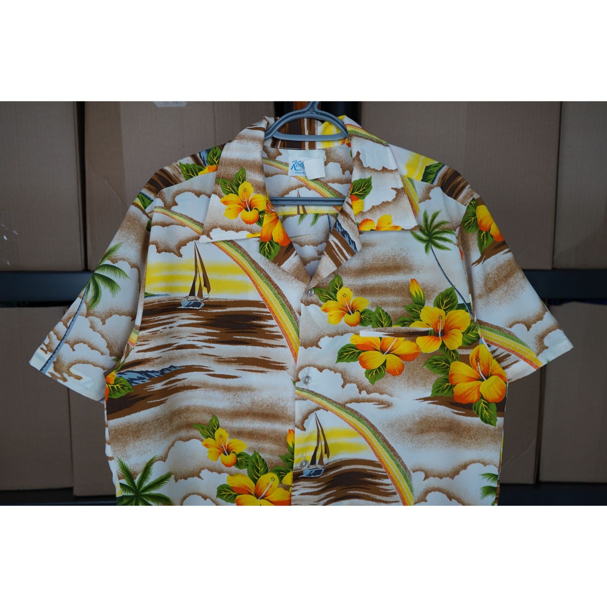 Vintage 90s Kolekole Bright Yellow Men's L Hawaiian Shirt #364 Size US L / EU 52-54 / 3 - 3 Thumbnail