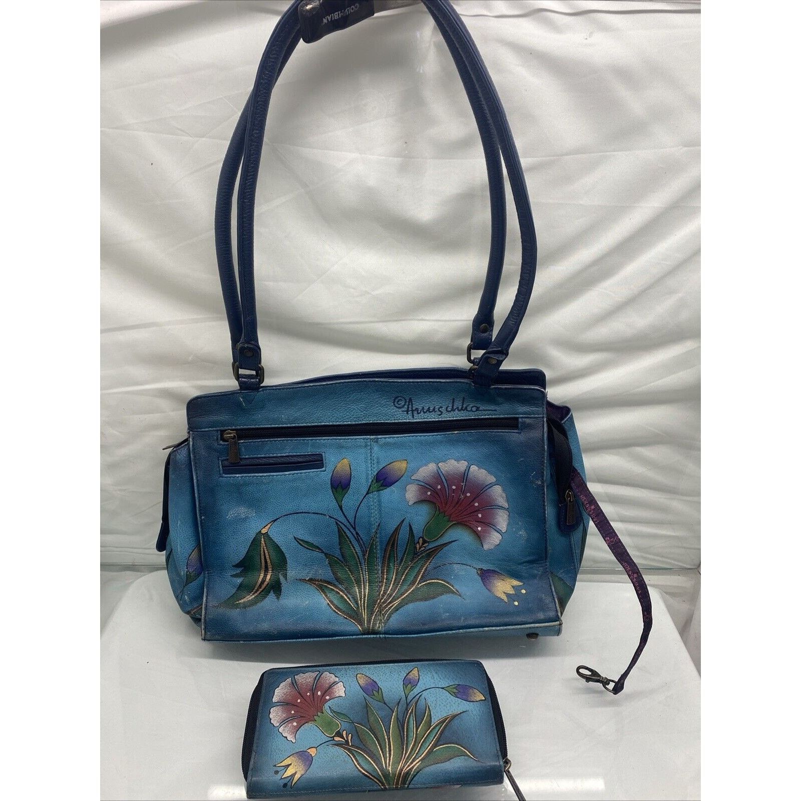 Anna Bolina Anna Anushka Painted Turquoise Leather Shoulder Bag + Wallet Size ONE SIZE - 2 Thumbnail