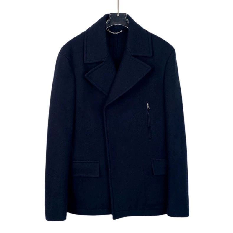 Louis Vuitton Dark Blue Wool Lapel Long Sleeve Jacket