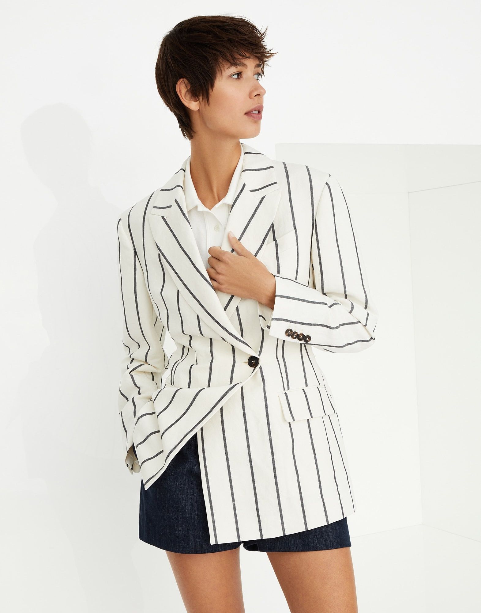 Brunello Cucinelli o1w1db10825 Woven Jacket Wool in Open White Size M / US 6-8 / IT 42-44 - 1 Thumbnail