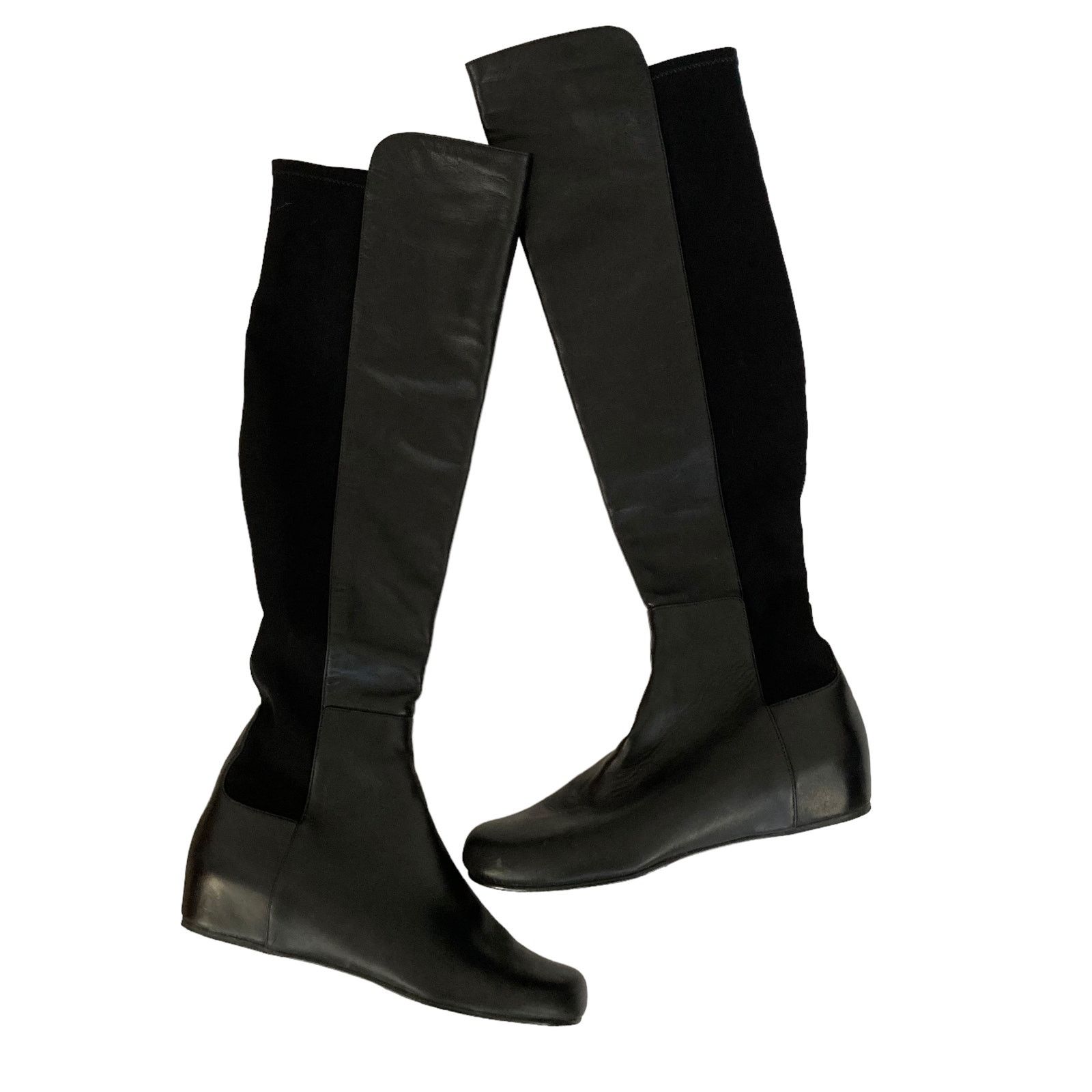 Stuart Weitzman Stuart Weitzman Black Leather Wedge Tall Boots Sz 10.5 Size US 10.5 / IT 40.5 - 7 Thumbnail