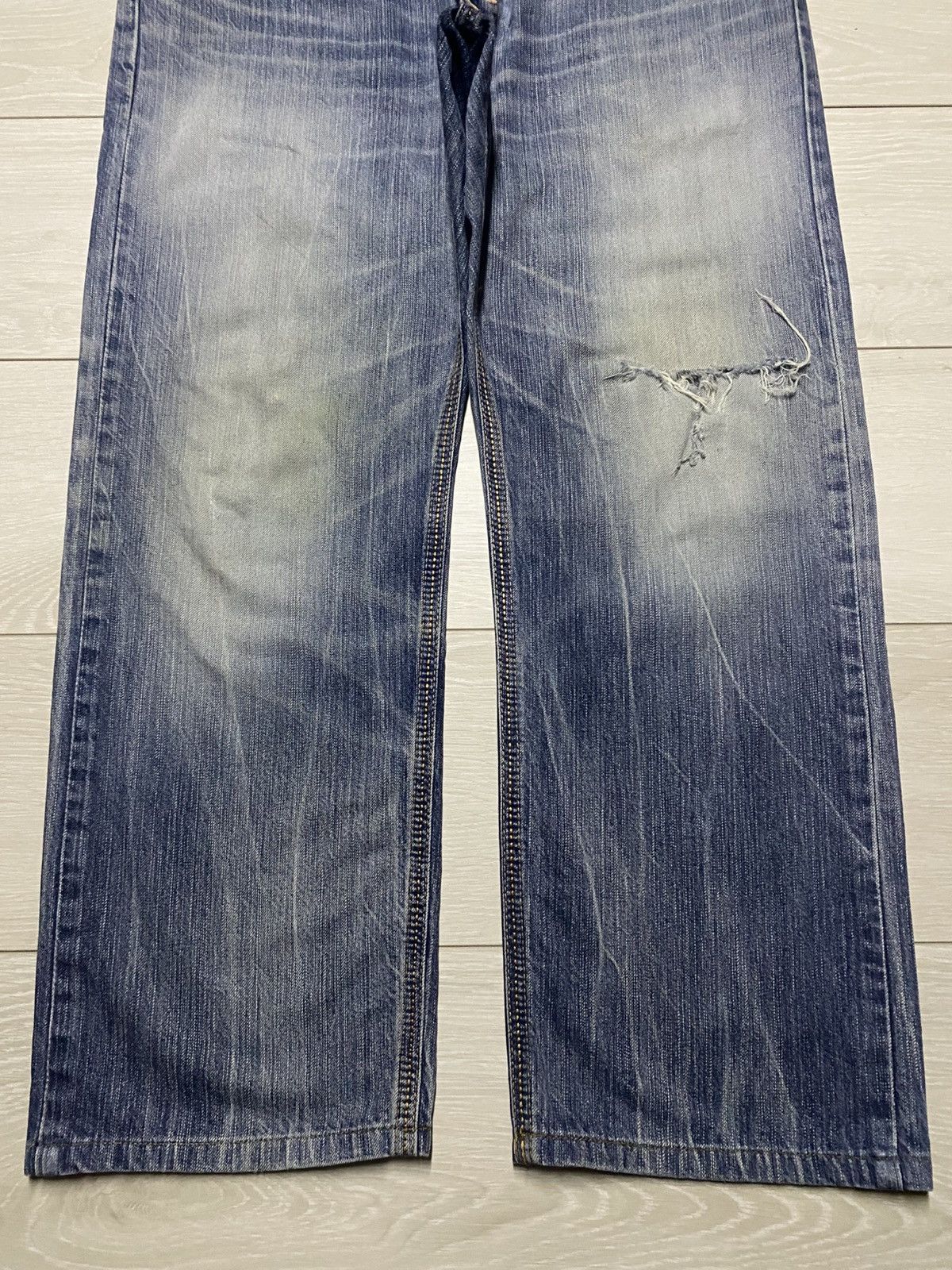 Junya Watanabe Vintage Edwin XVS Faded Wash Thunder Buckle Back Distressed Size US 37 - 5 Thumbnail