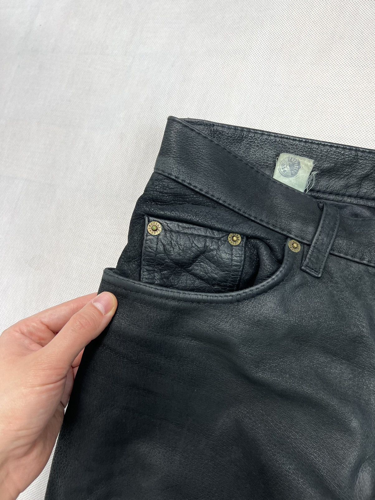 Vintage Heavy Leather Pants BamBoo black vintage Size US 31 - 4 Thumbnail